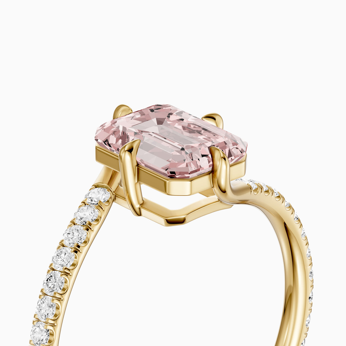 Tinsley Emerald Cut Pink Lab Grown Diamond Split Shank Ring