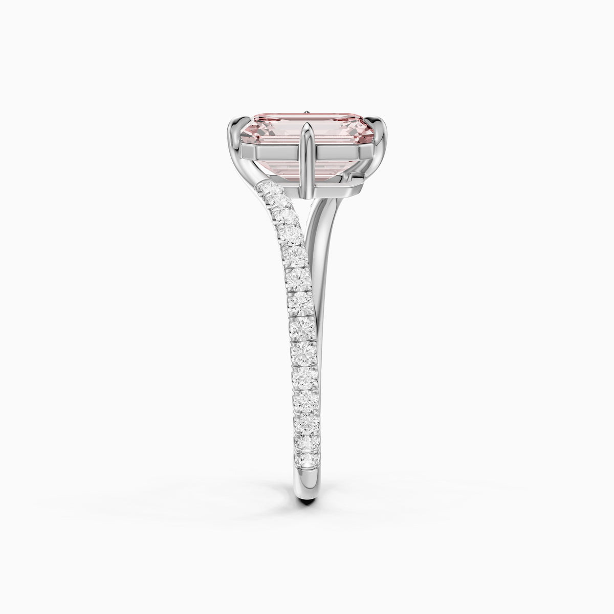 Tinsley Emerald Cut Pink Lab Grown Diamond Split Shank Ring