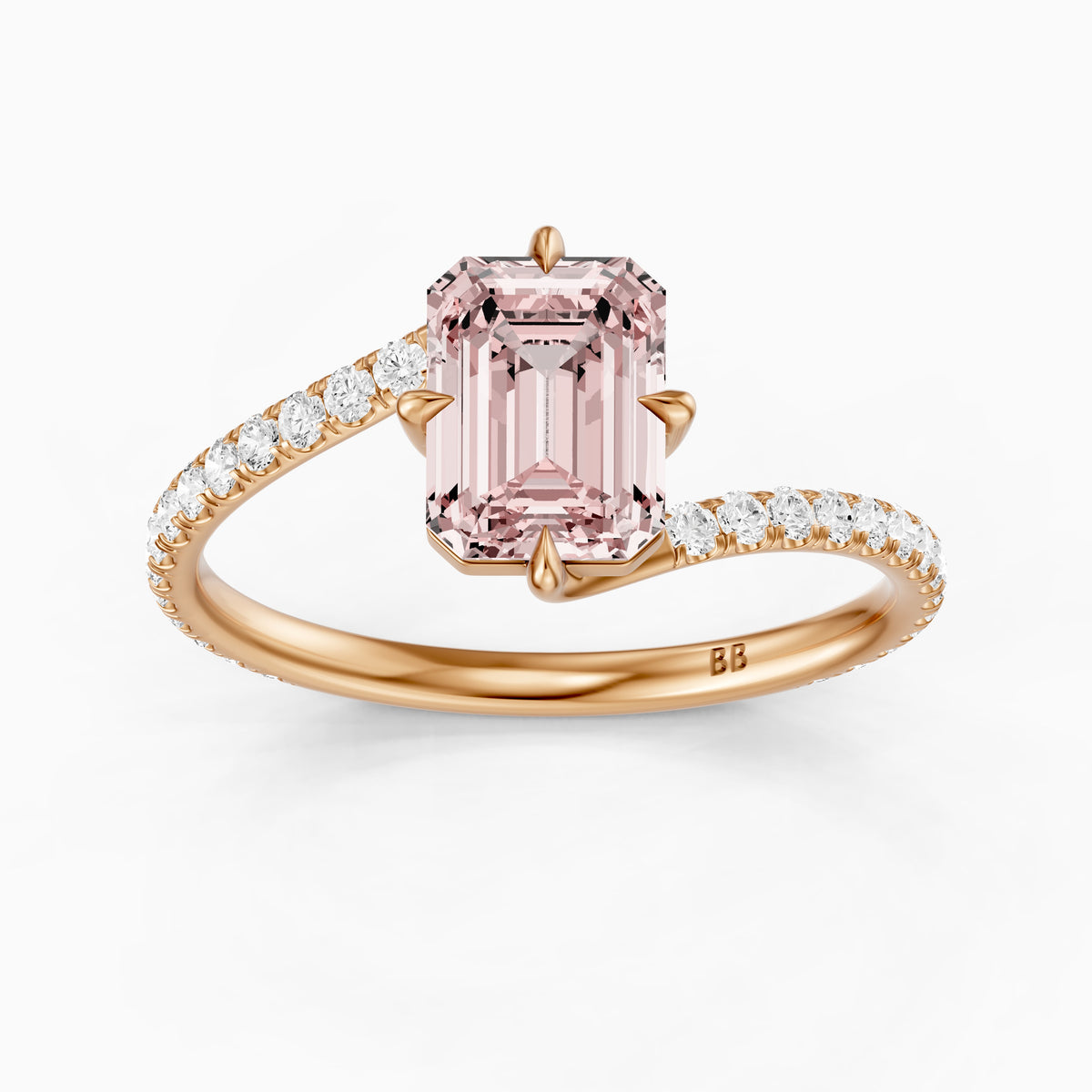 Tinsley Emerald Cut Pink Lab Grown Diamond Split Shank Ring