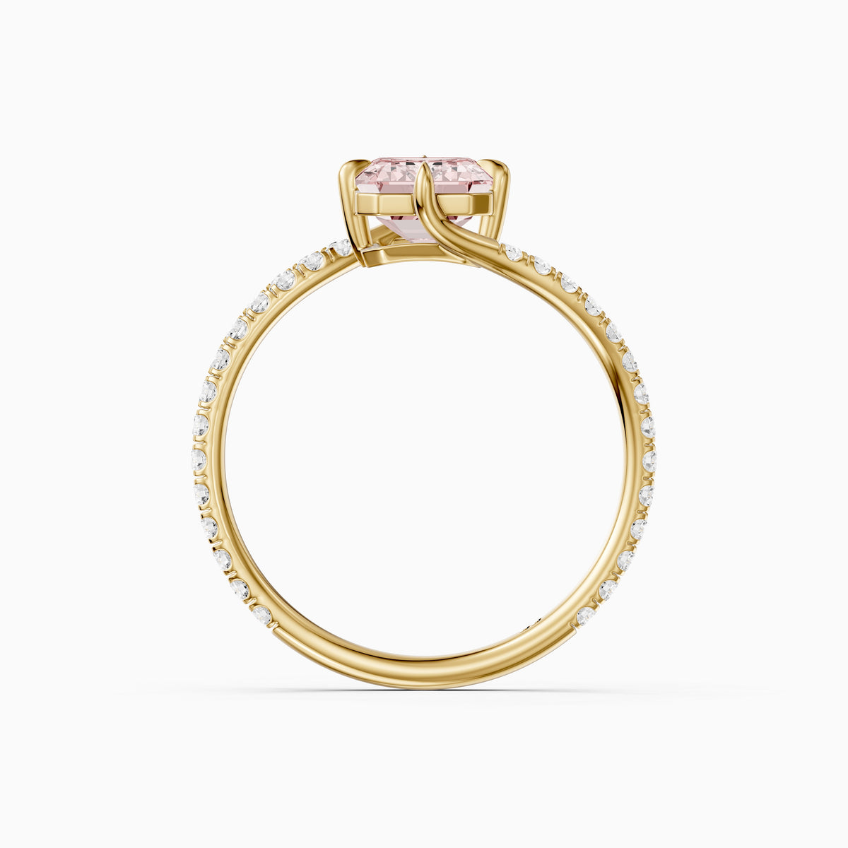 Tinsley Emerald Cut Pink Lab Grown Diamond Split Shank Ring