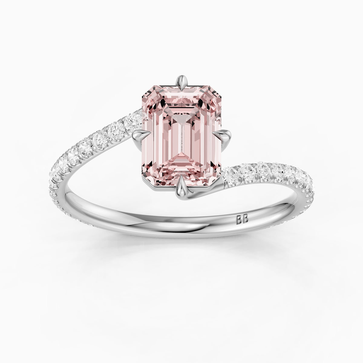 Tinsley Emerald Cut Pink Lab Grown Diamond Split Shank Ring