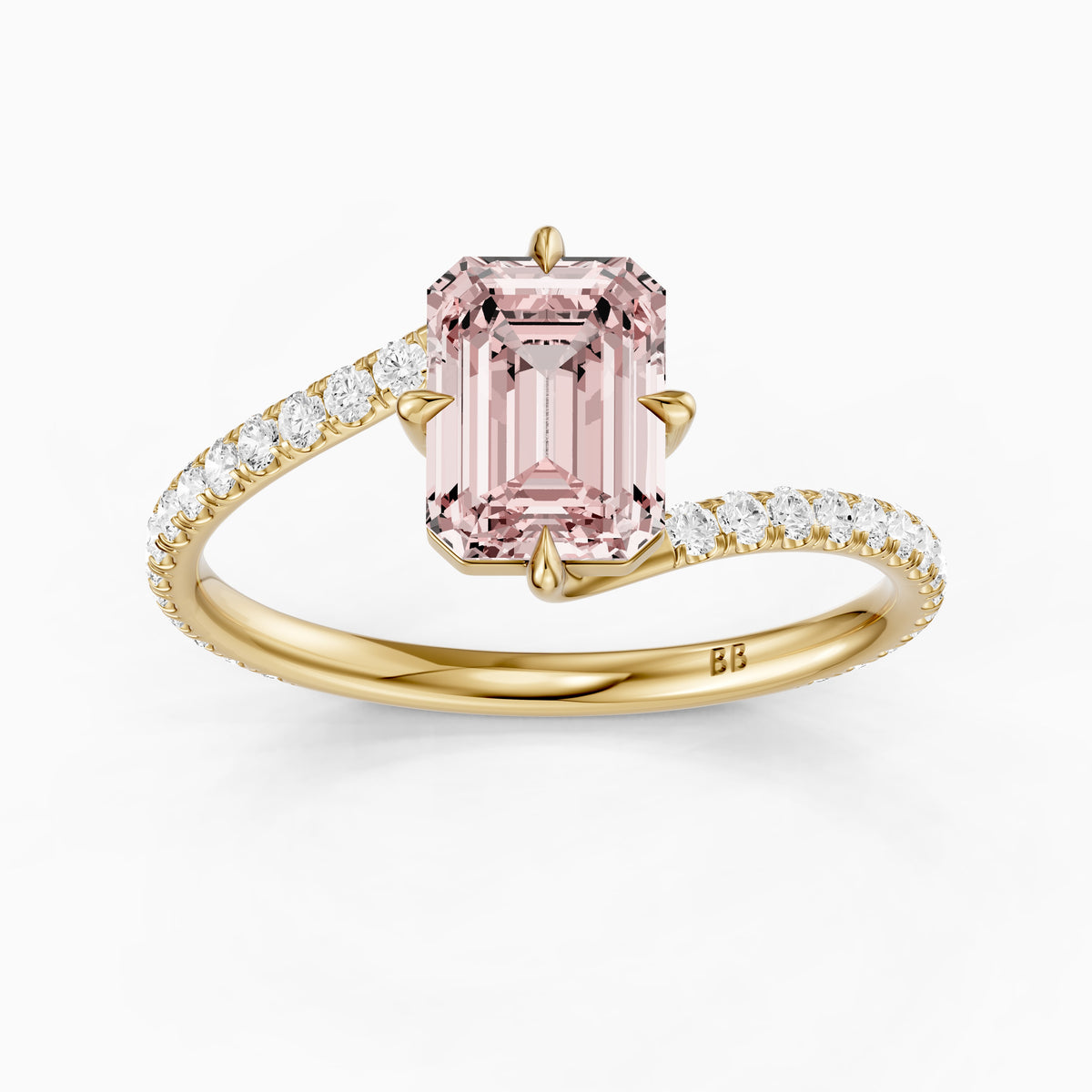 Tinsley Emerald Cut Pink Lab Grown Diamond Split Shank Ring