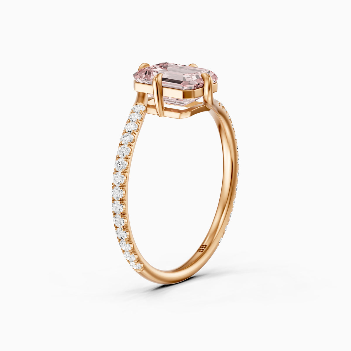 Tinsley Emerald Cut Pink Lab Grown Diamond Split Shank Ring