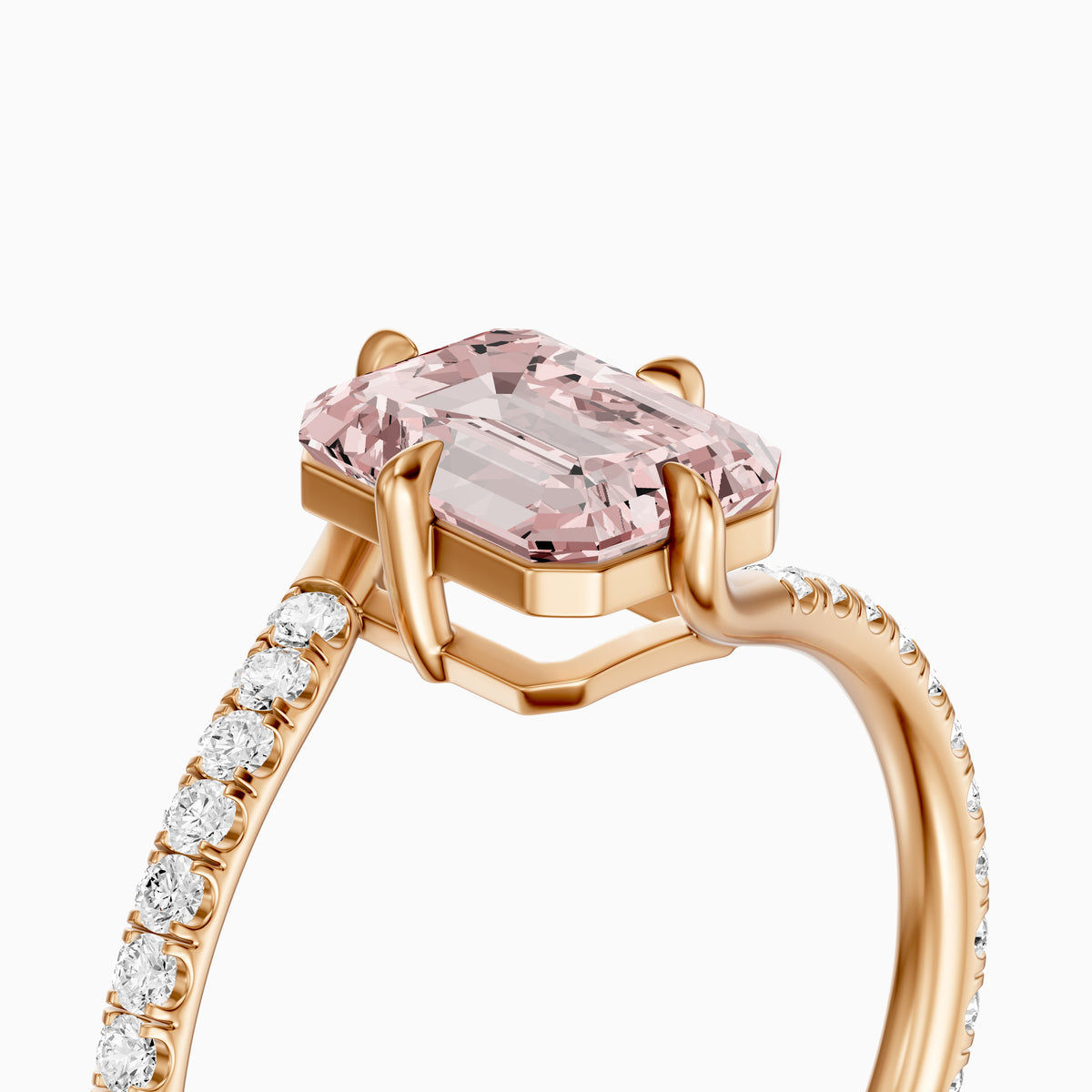 Tinsley Emerald Cut Pink Lab Grown Diamond Split Shank Ring