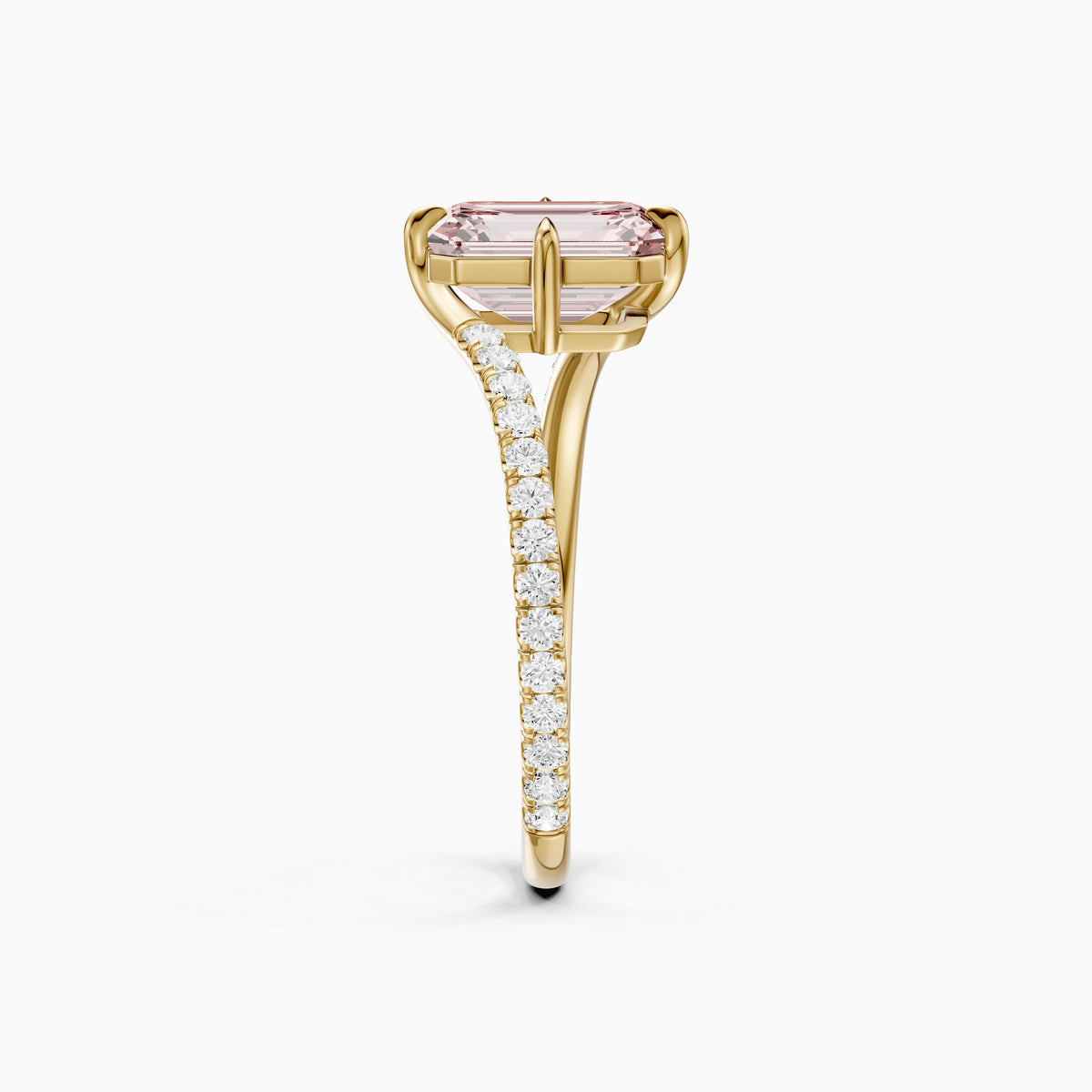 Tinsley Emerald Cut Pink Lab Grown Diamond Split Shank Ring