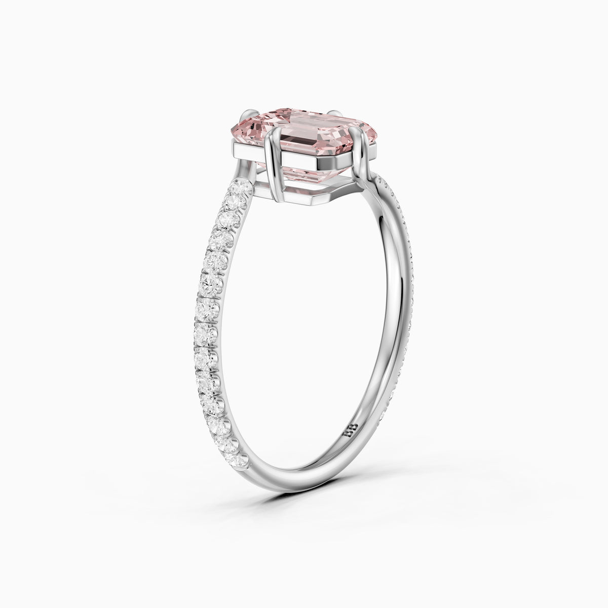 Tinsley Emerald Cut Pink Lab Grown Diamond Split Shank Ring