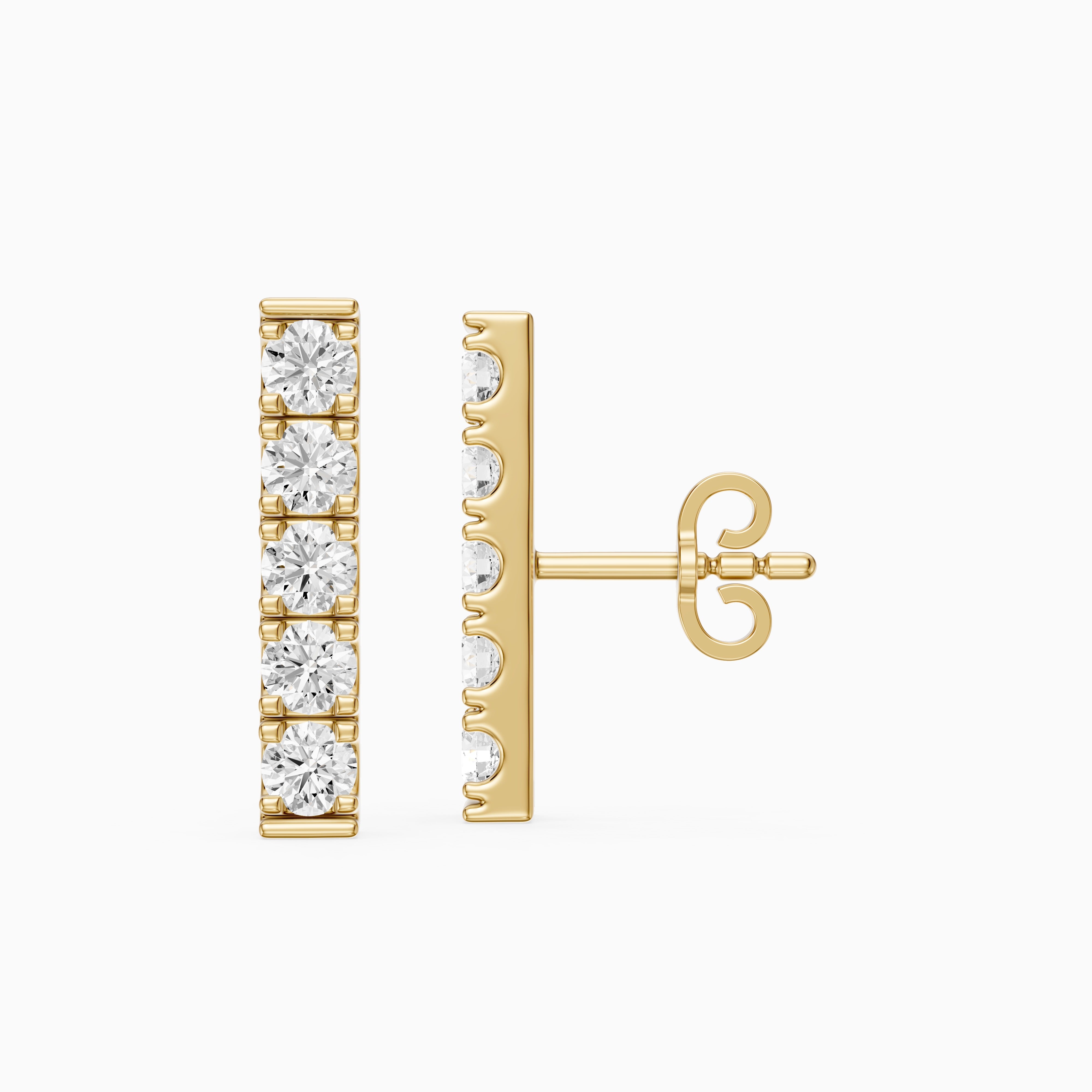 Velina Round Lab Grown Diamond Single Line Bar Studs Earrings