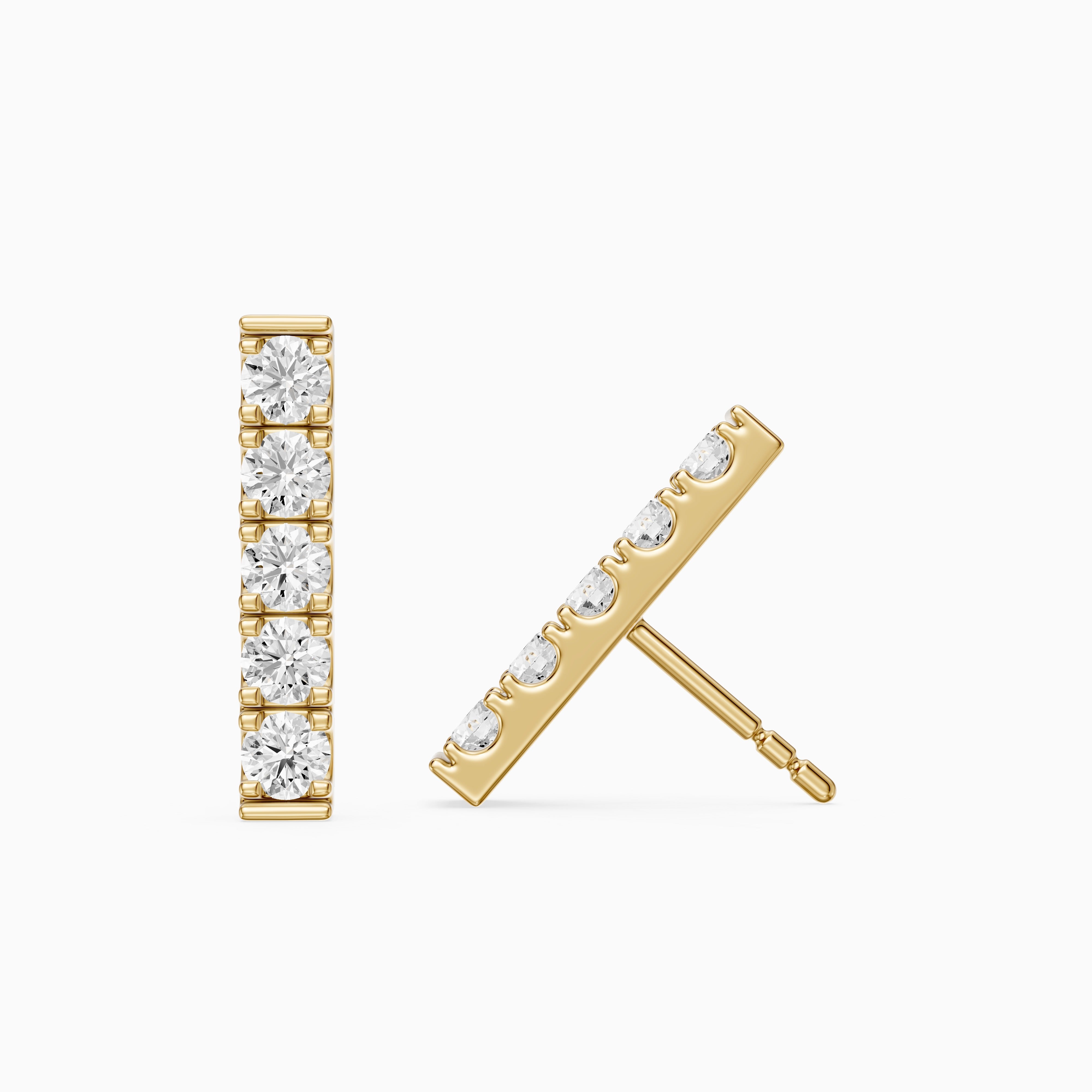 Velina Round Lab Grown Diamond Single Line Bar Studs Earrings