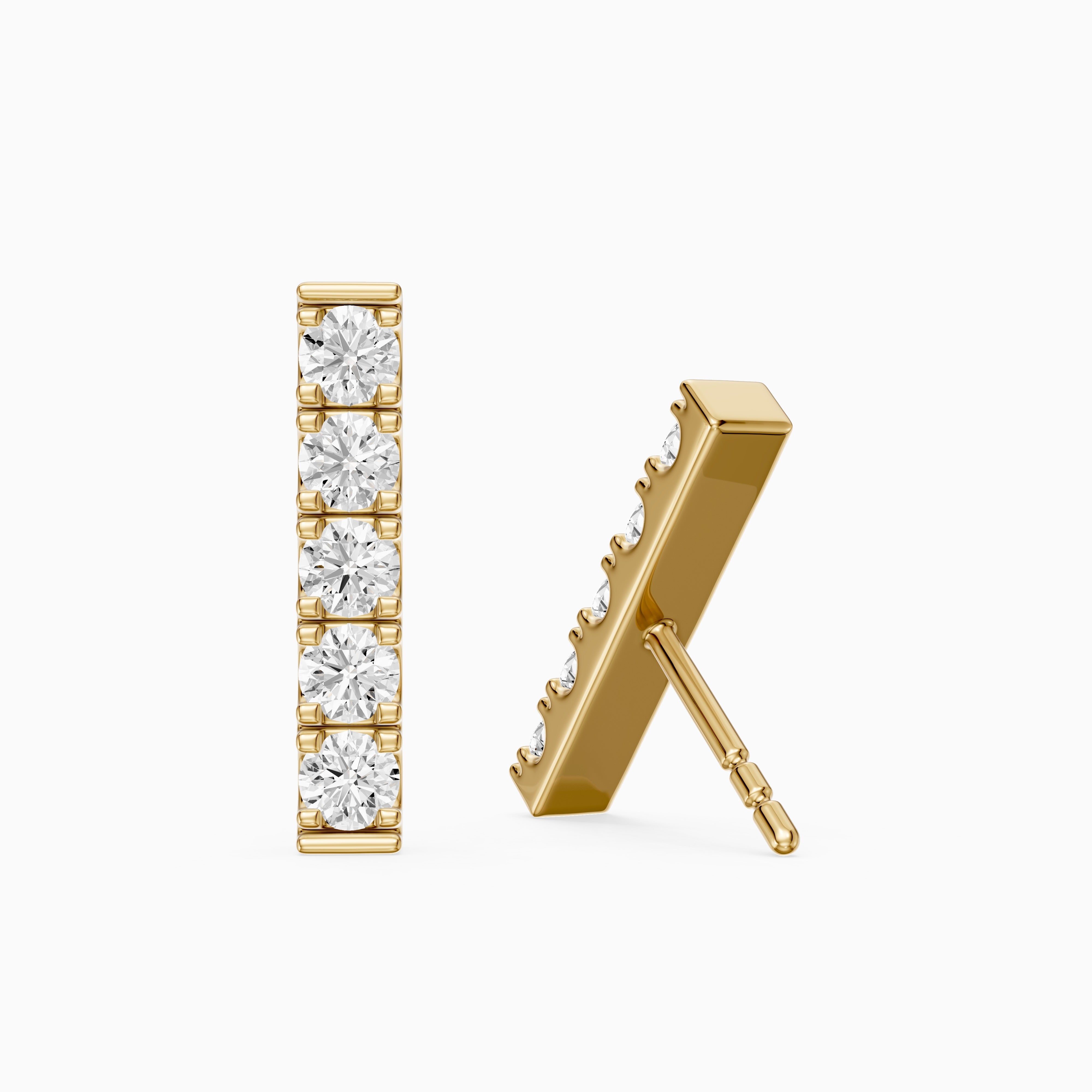 Velina Round Lab Grown Diamond Single Line Bar Studs Earrings