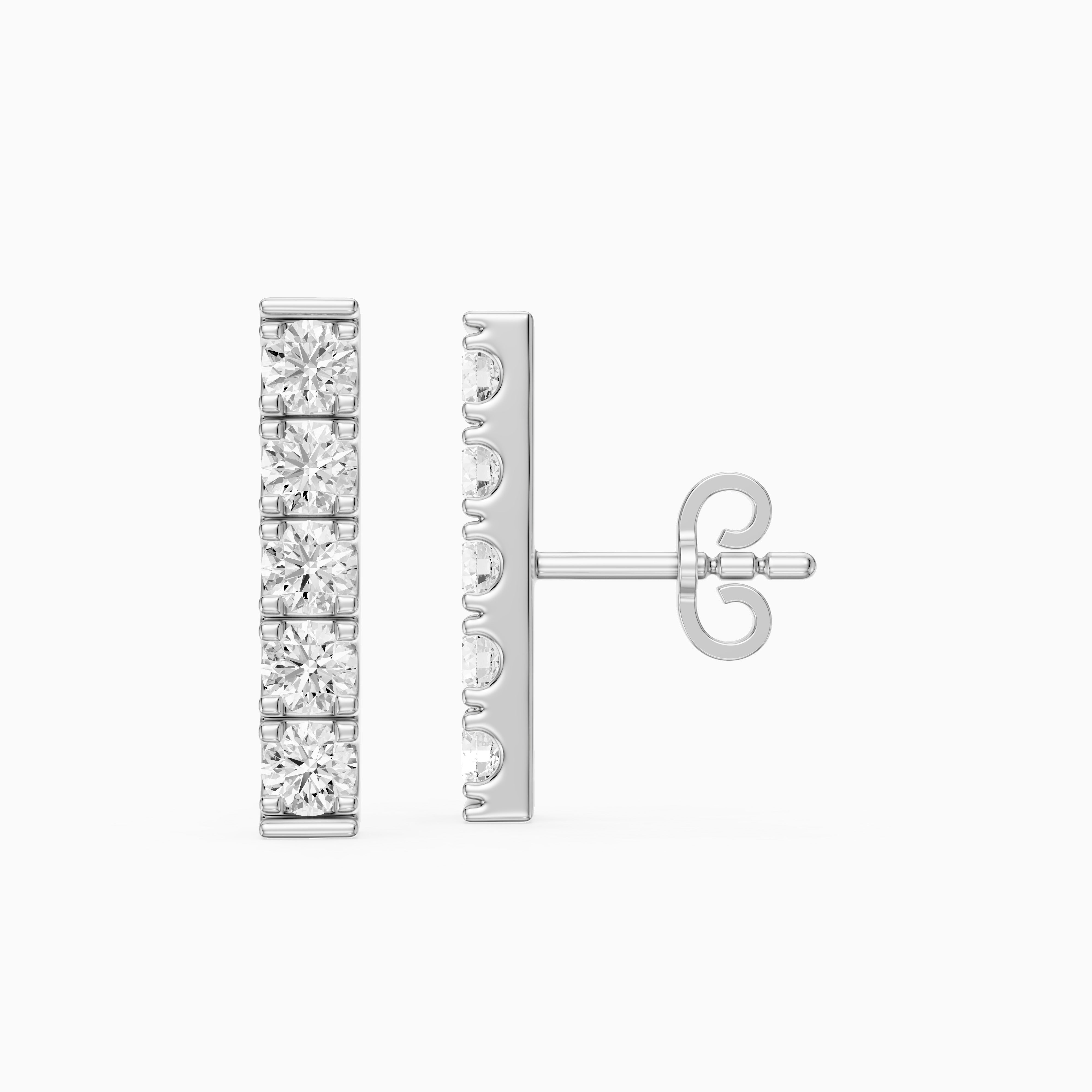 Velina Round Lab Grown Diamond Single Line Bar Studs Earrings