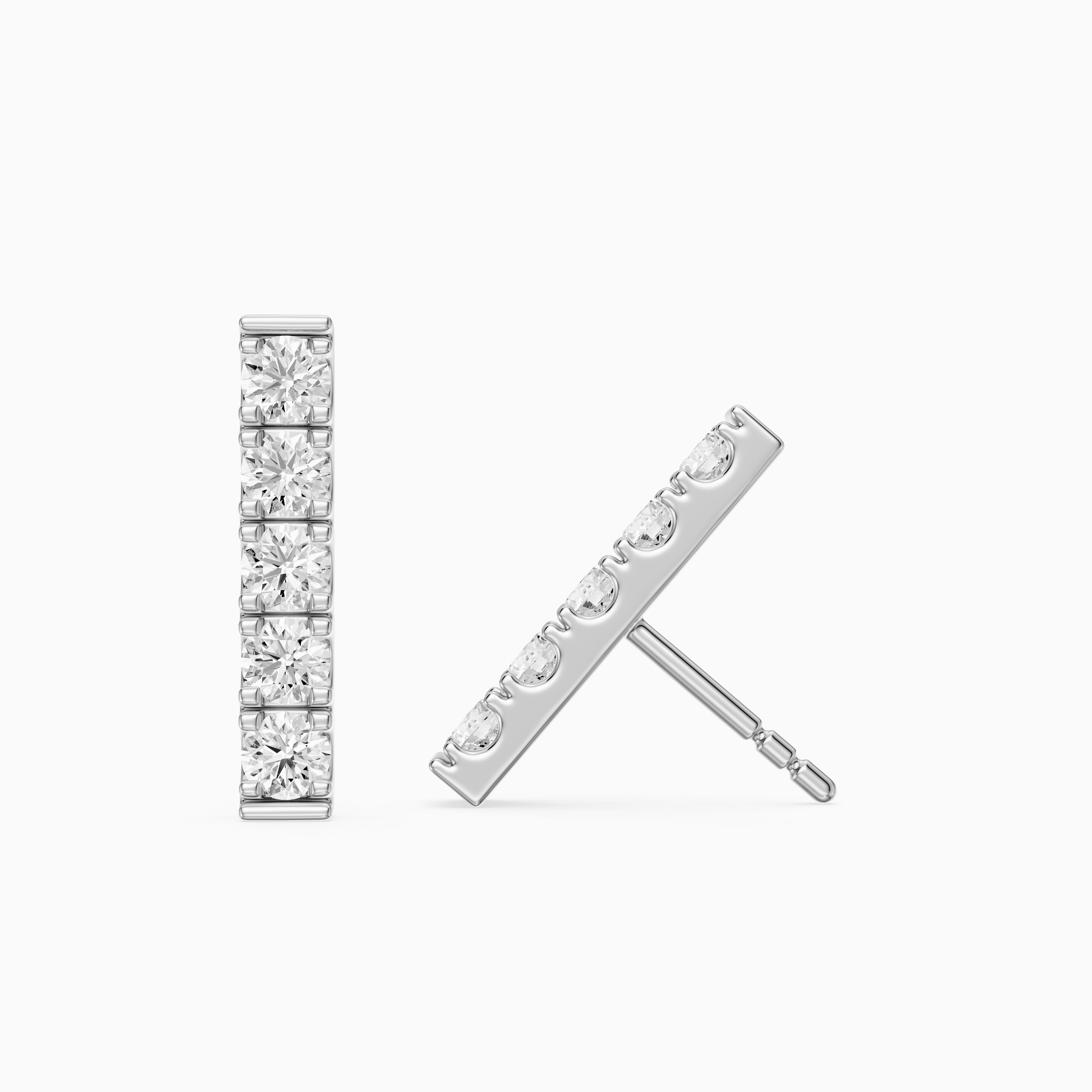 Velina Round Lab Grown Diamond Single Line Bar Studs Earrings