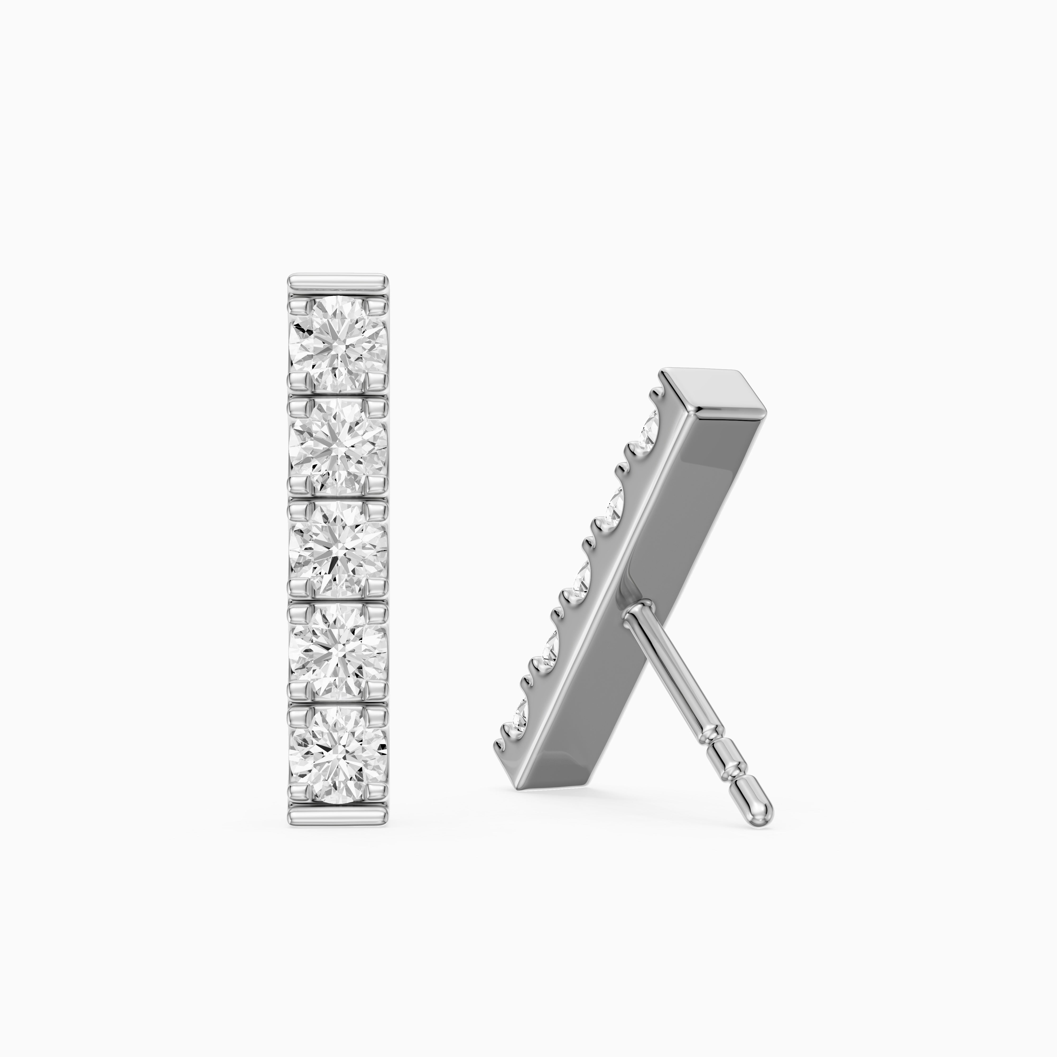 Velina Round Lab Grown Diamond Single Line Bar Studs Earrings