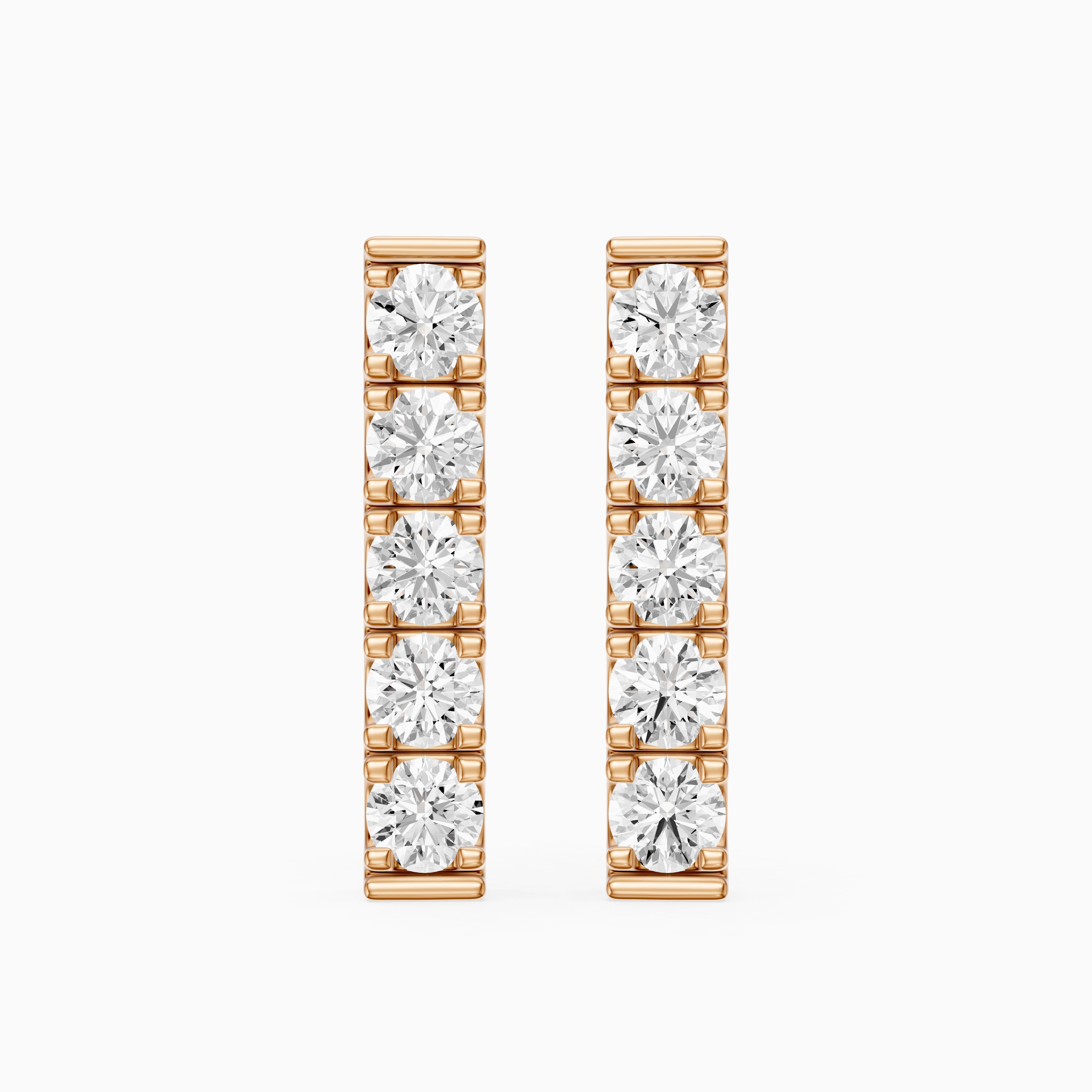 Velina Round Lab Grown Diamond Single Line Bar Studs Earrings