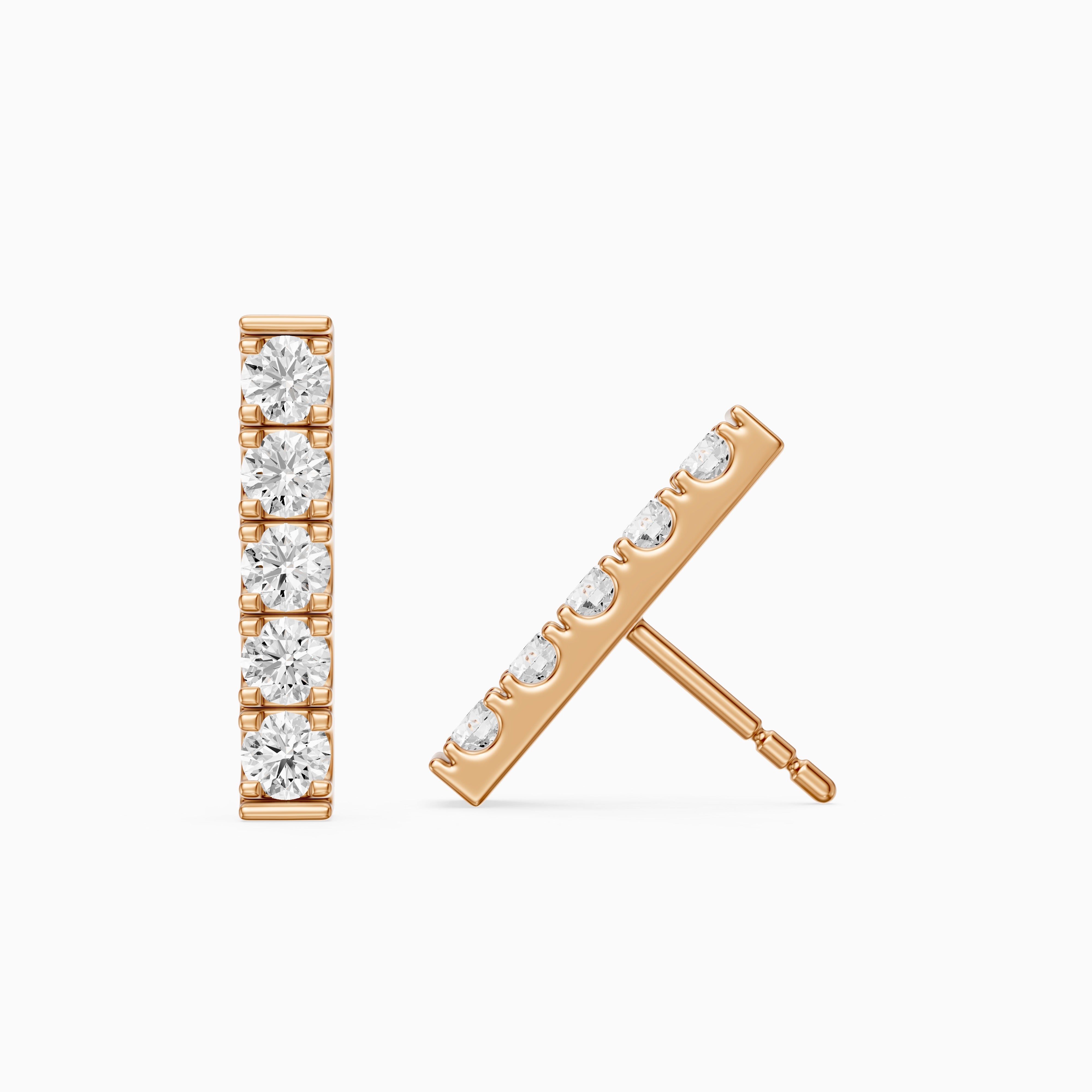 Velina Round Lab Grown Diamond Single Line Bar Studs Earrings