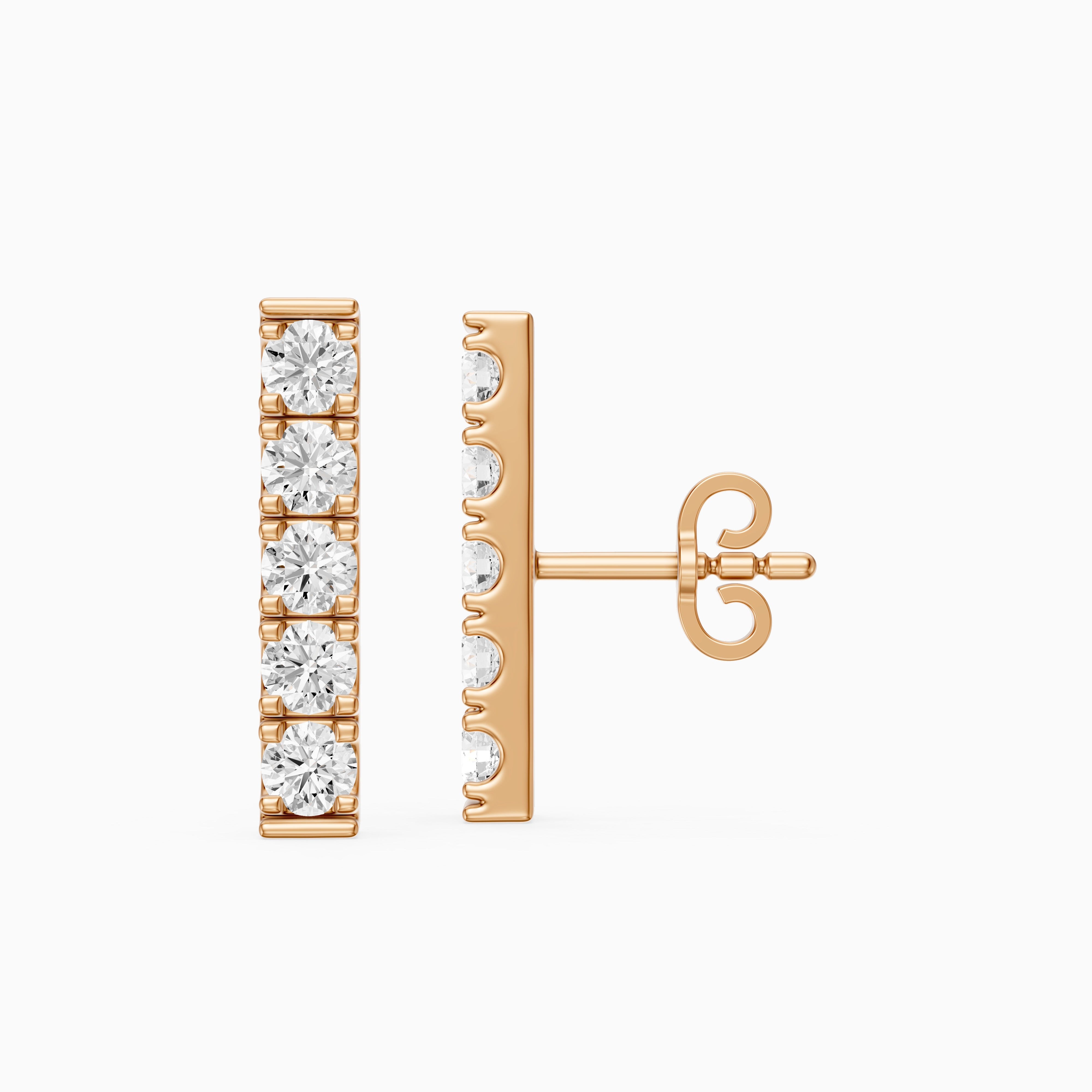 Velina Round Lab Grown Diamond Single Line Bar Studs Earrings