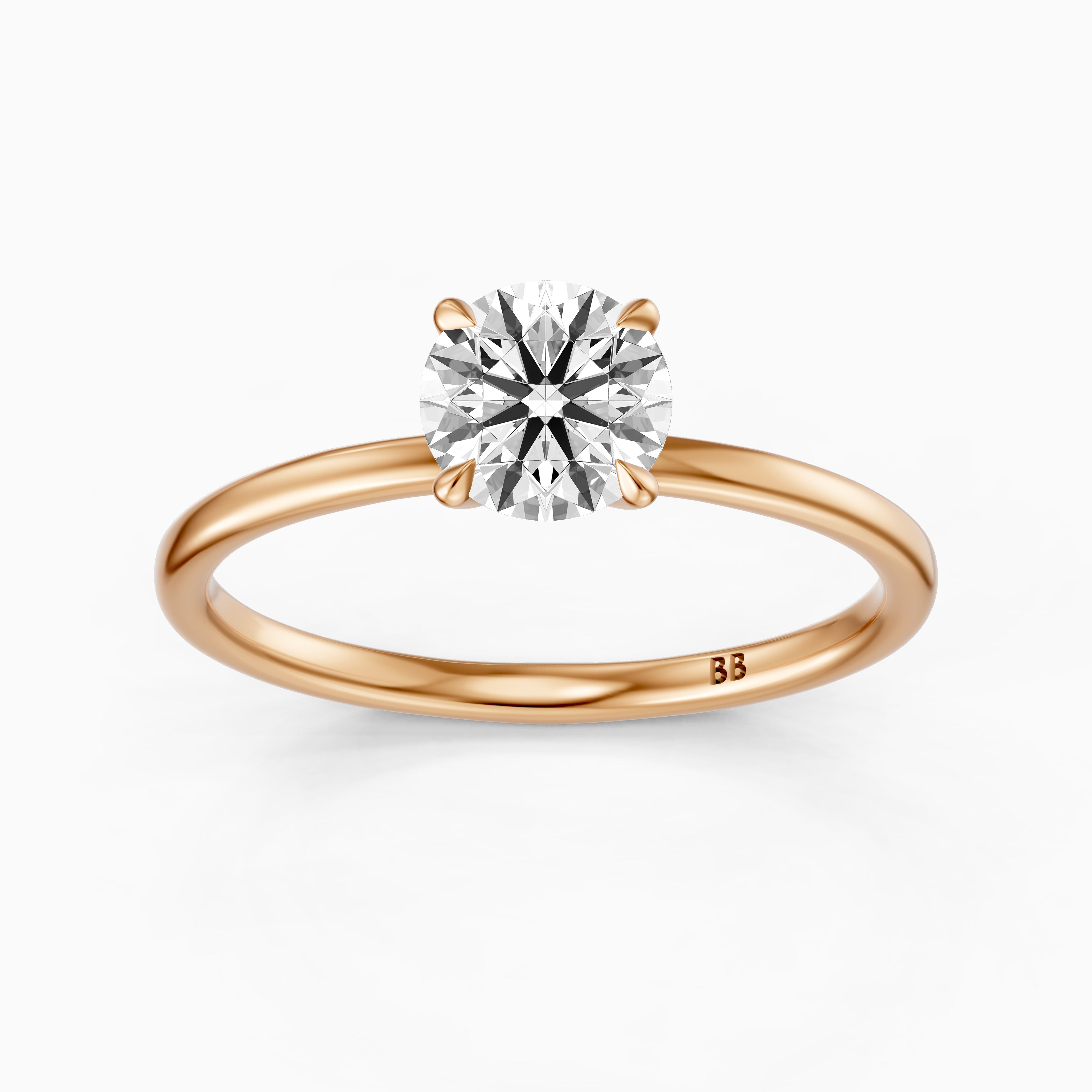 Jennah 4 Prong Round Cut Solitaire Moissanite Diamond Ring