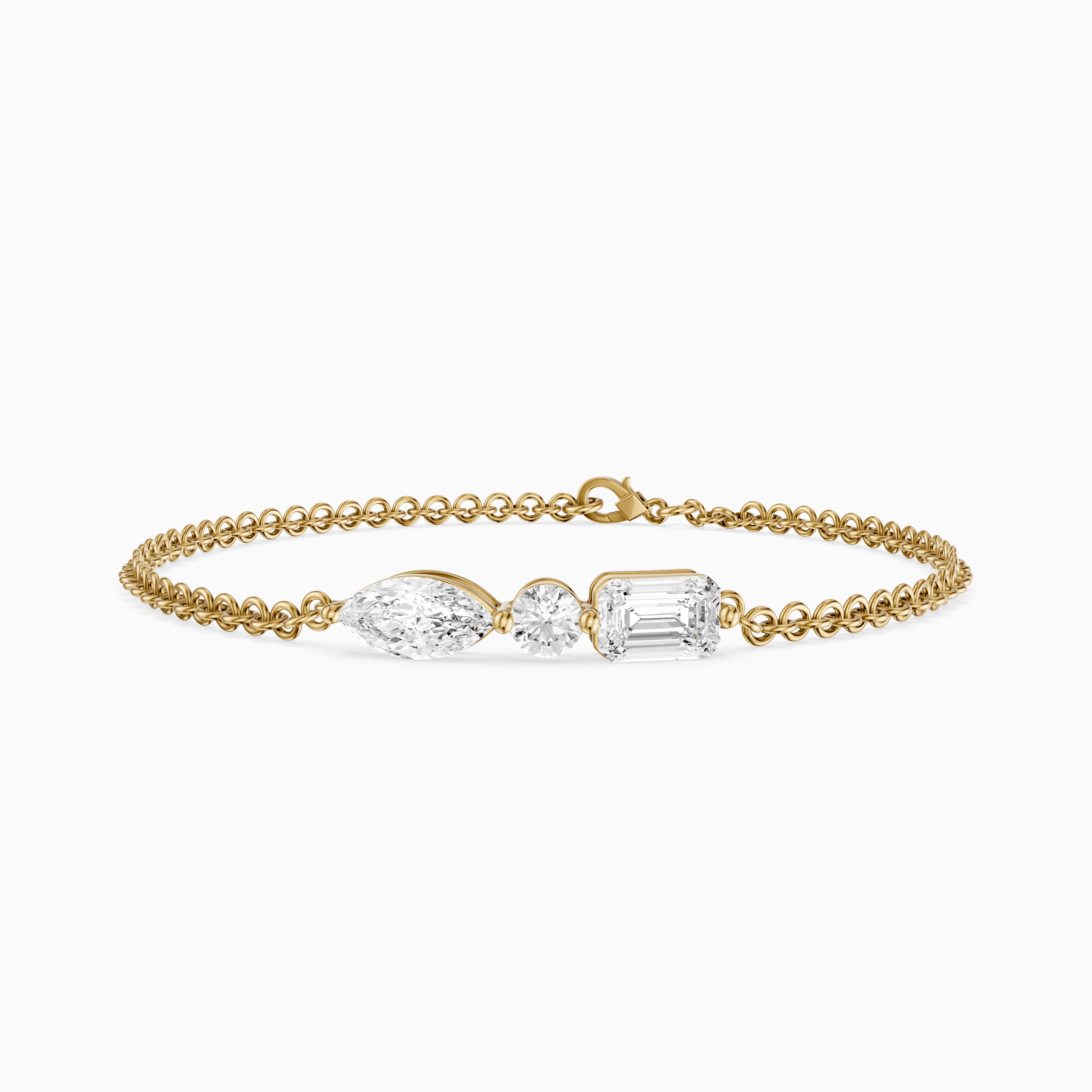Gabriel Marquise, Round and Emerald Cut Lab Grown Diamond Bracelet