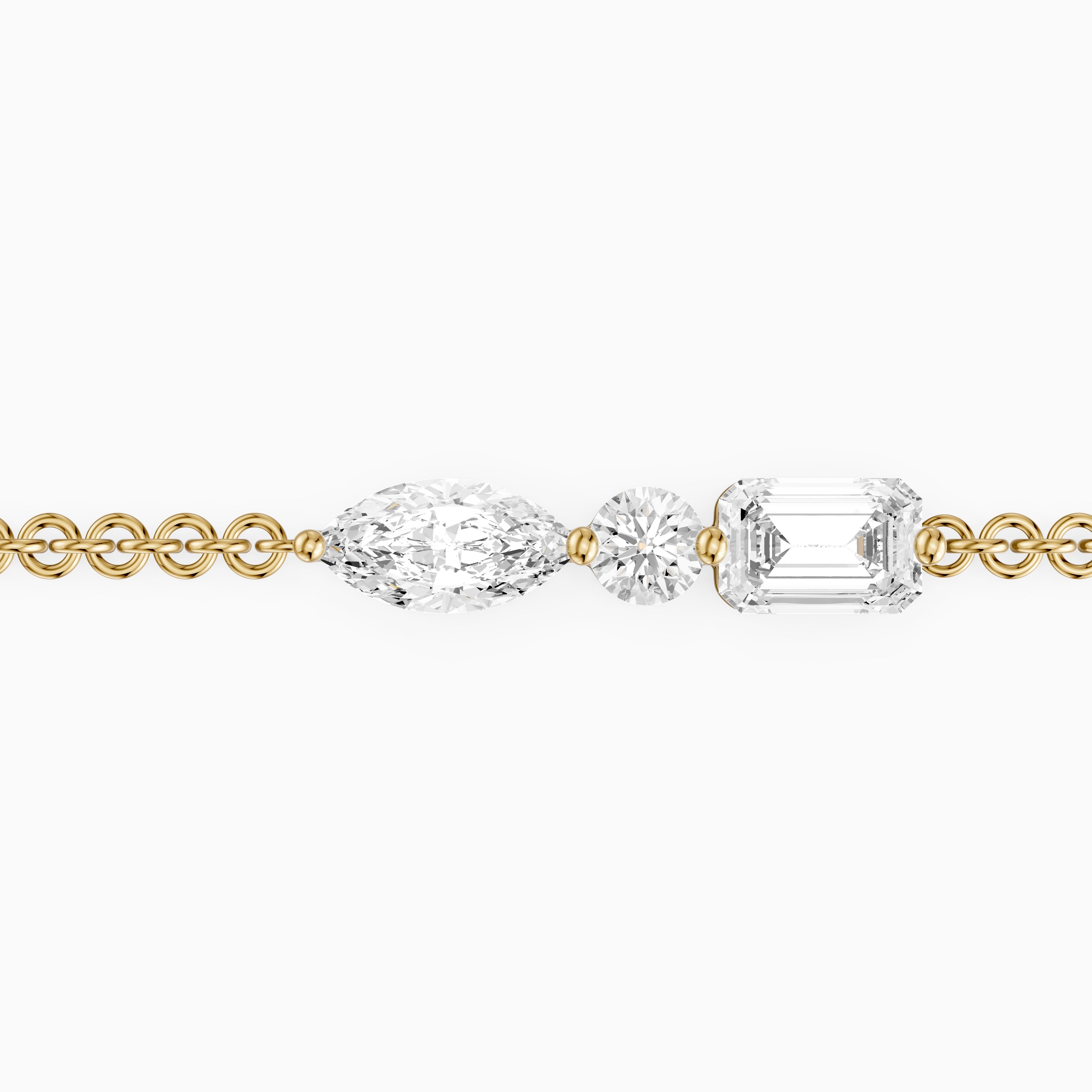 Gabriel Marquise, Round and Emerald Cut Lab Grown Diamond Bracelet
