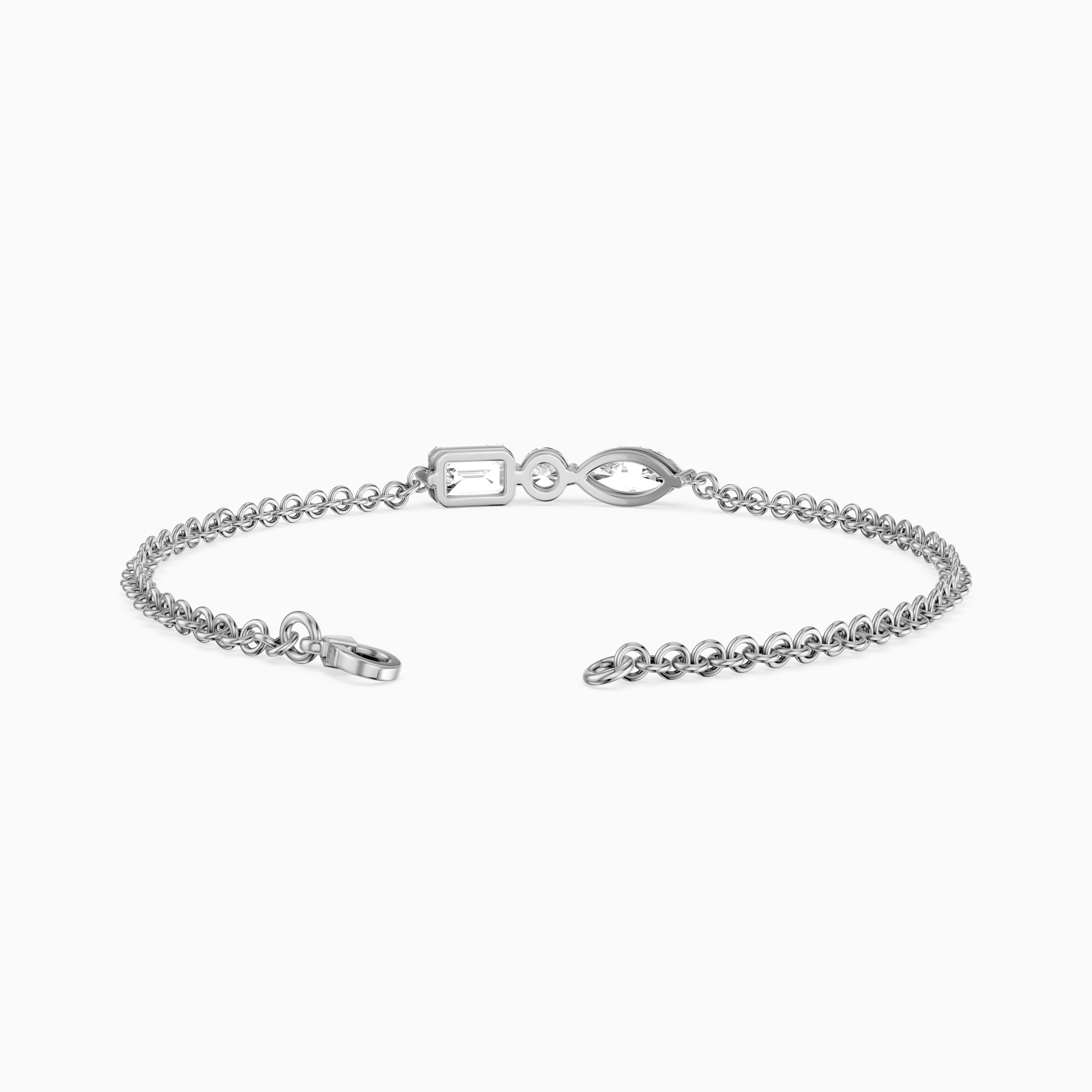 Gabriel Marquise, Round and Emerald Cut Lab Grown Diamond Bracelet