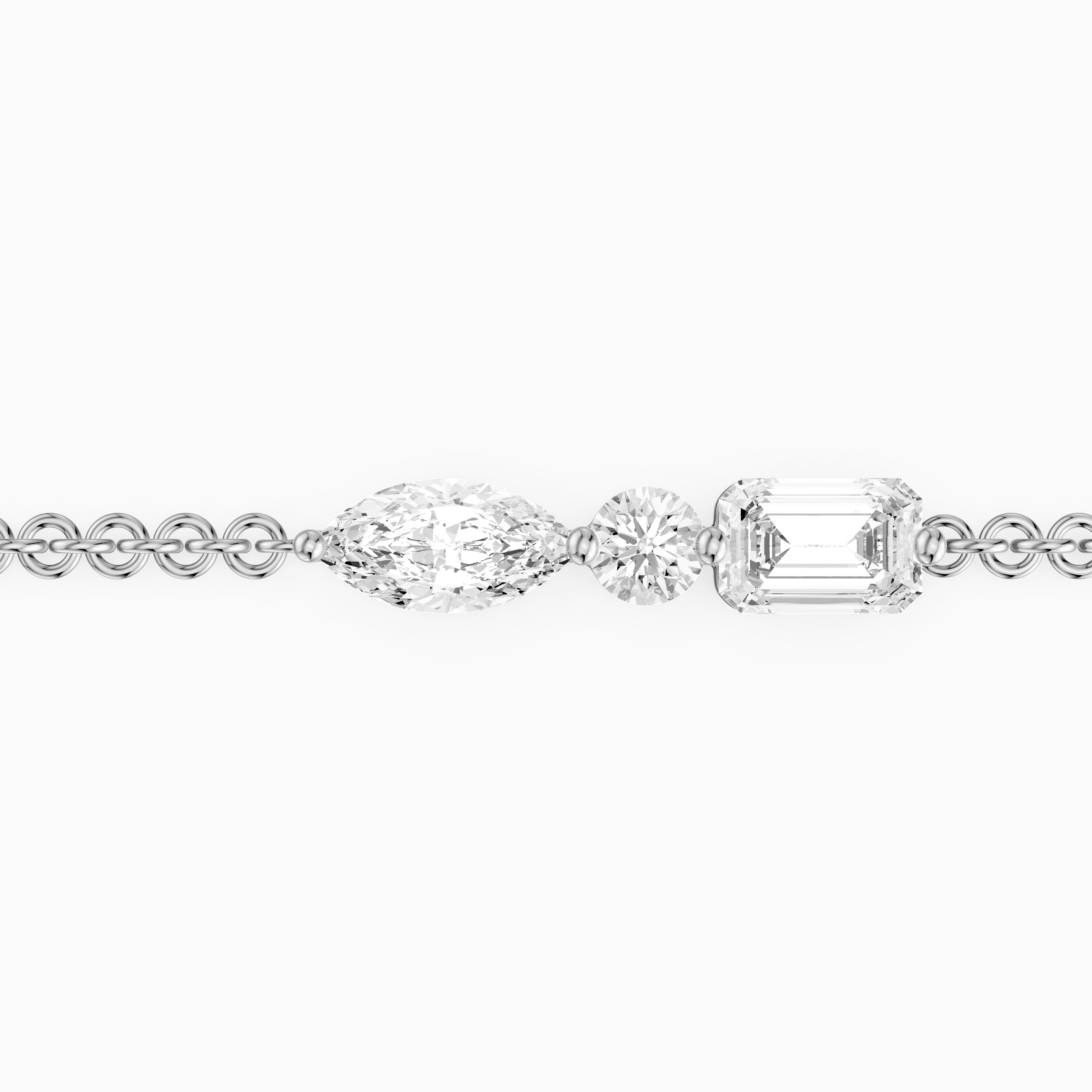 Gabriel Marquise, Round and Emerald Cut Lab Grown Diamond Bracelet