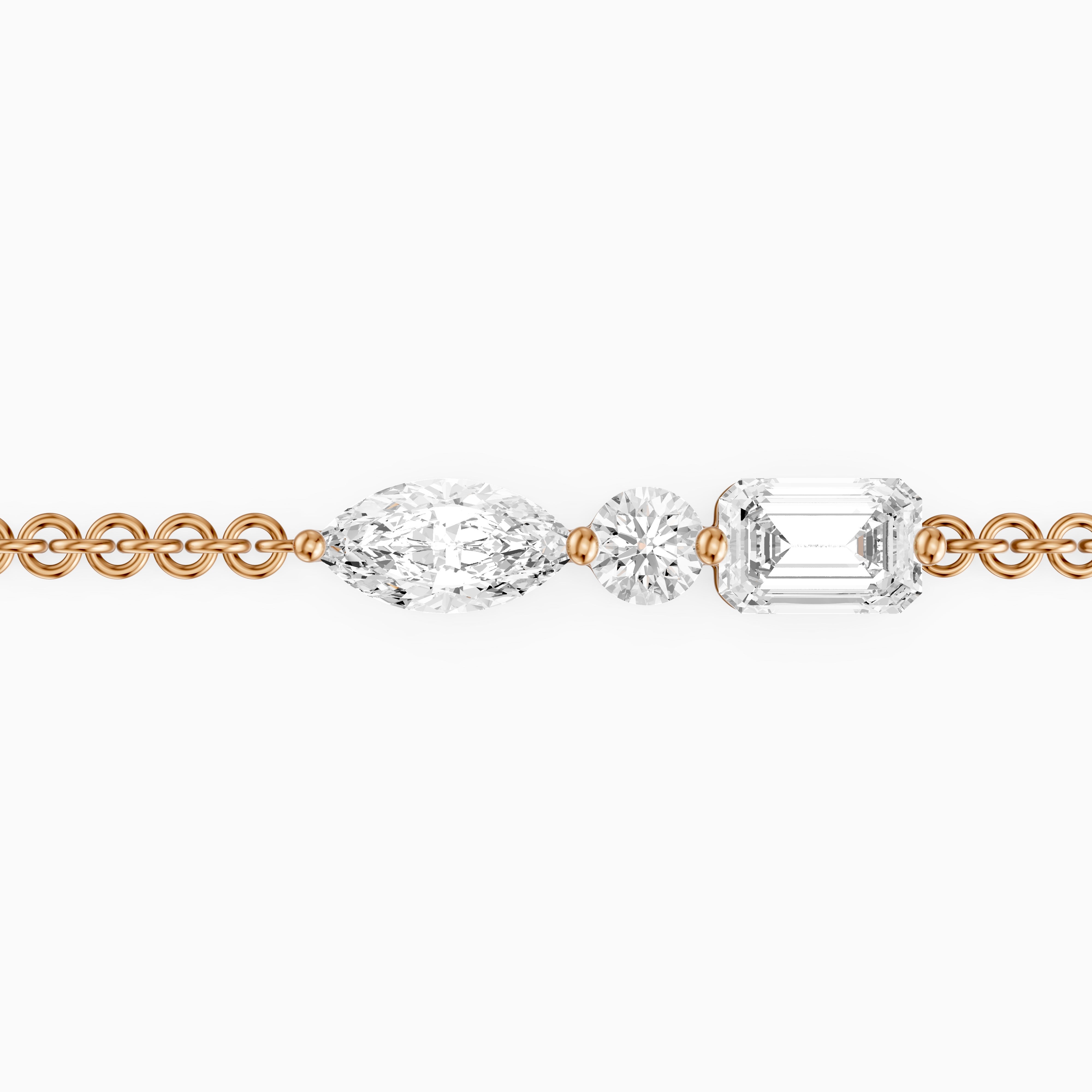 Gabriel Marquise, Round and Emerald Cut Lab Grown Diamond Bracelet