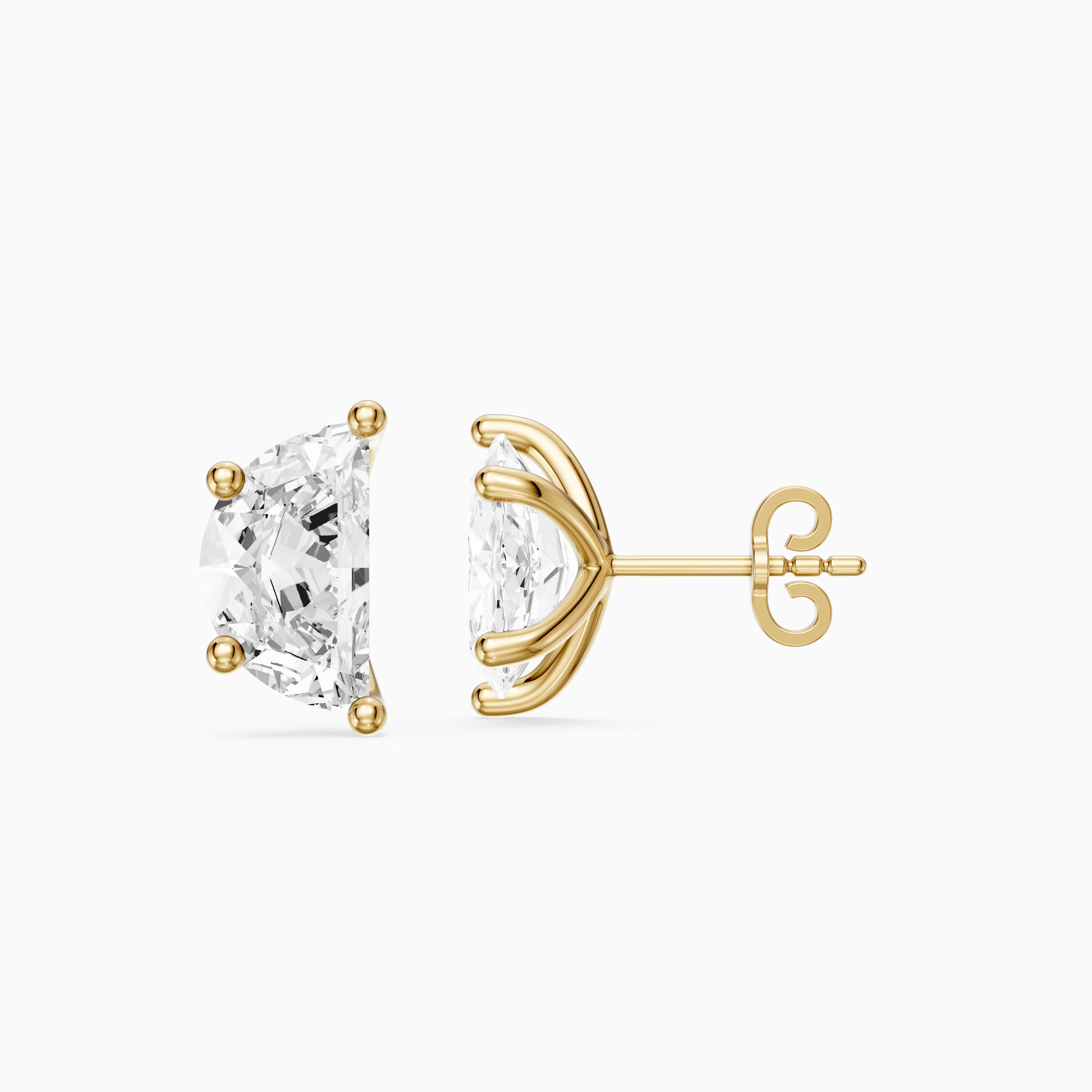 Verica Half Moon lab grown diamond Solitaire Stud Earrings