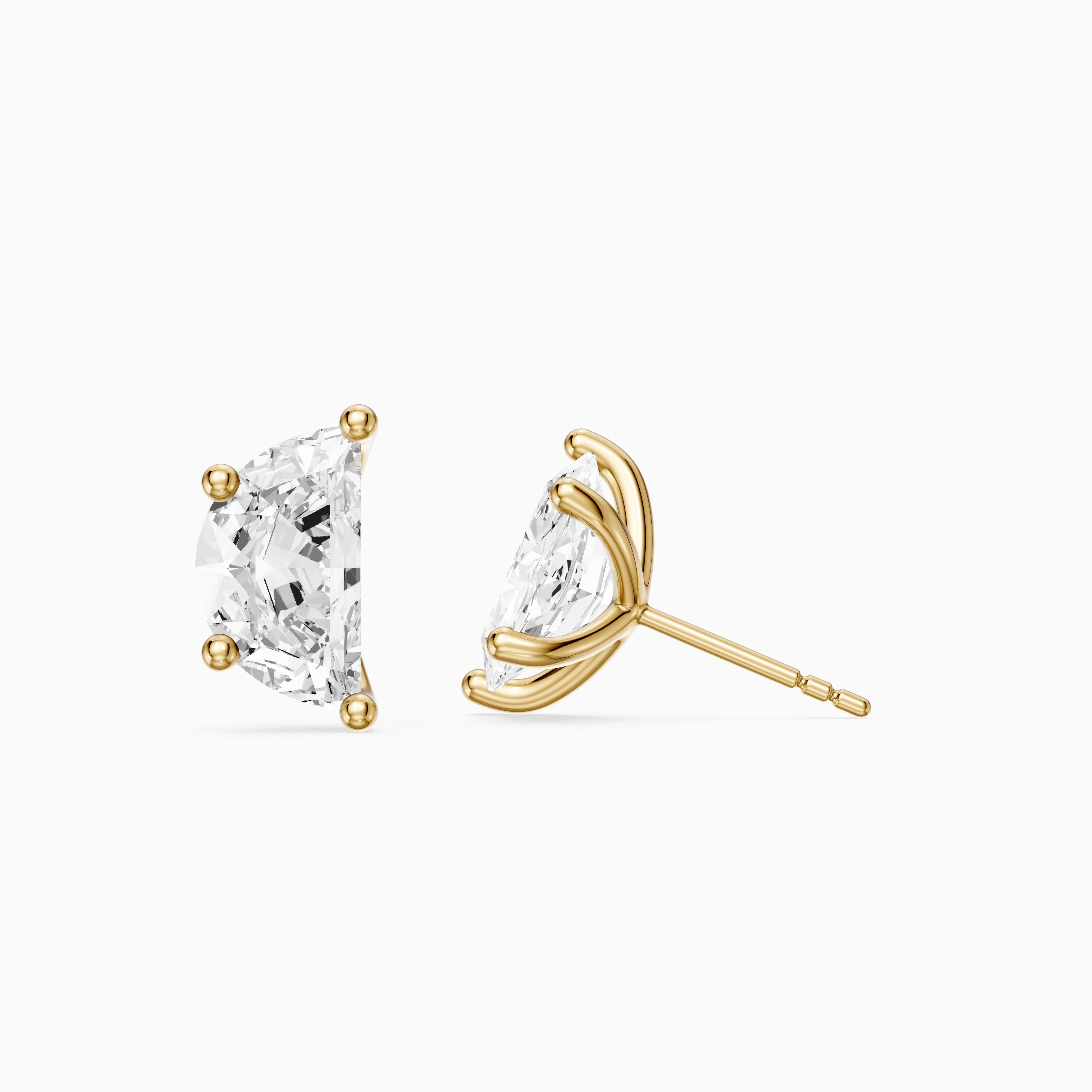 Verica Half Moon lab grown diamond Solitaire Stud Earrings