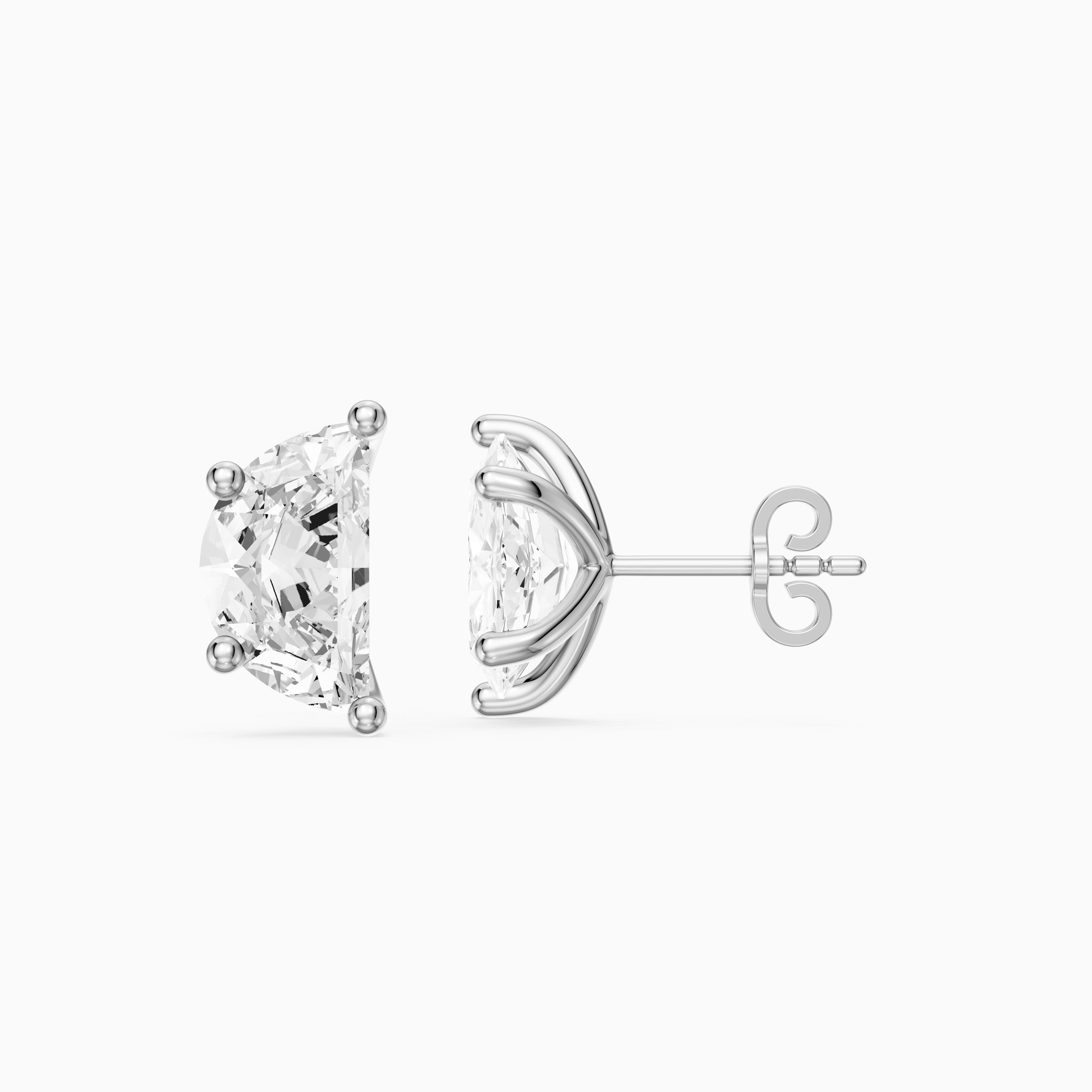 Verica Half Moon lab grown diamond Solitaire Stud Earrings