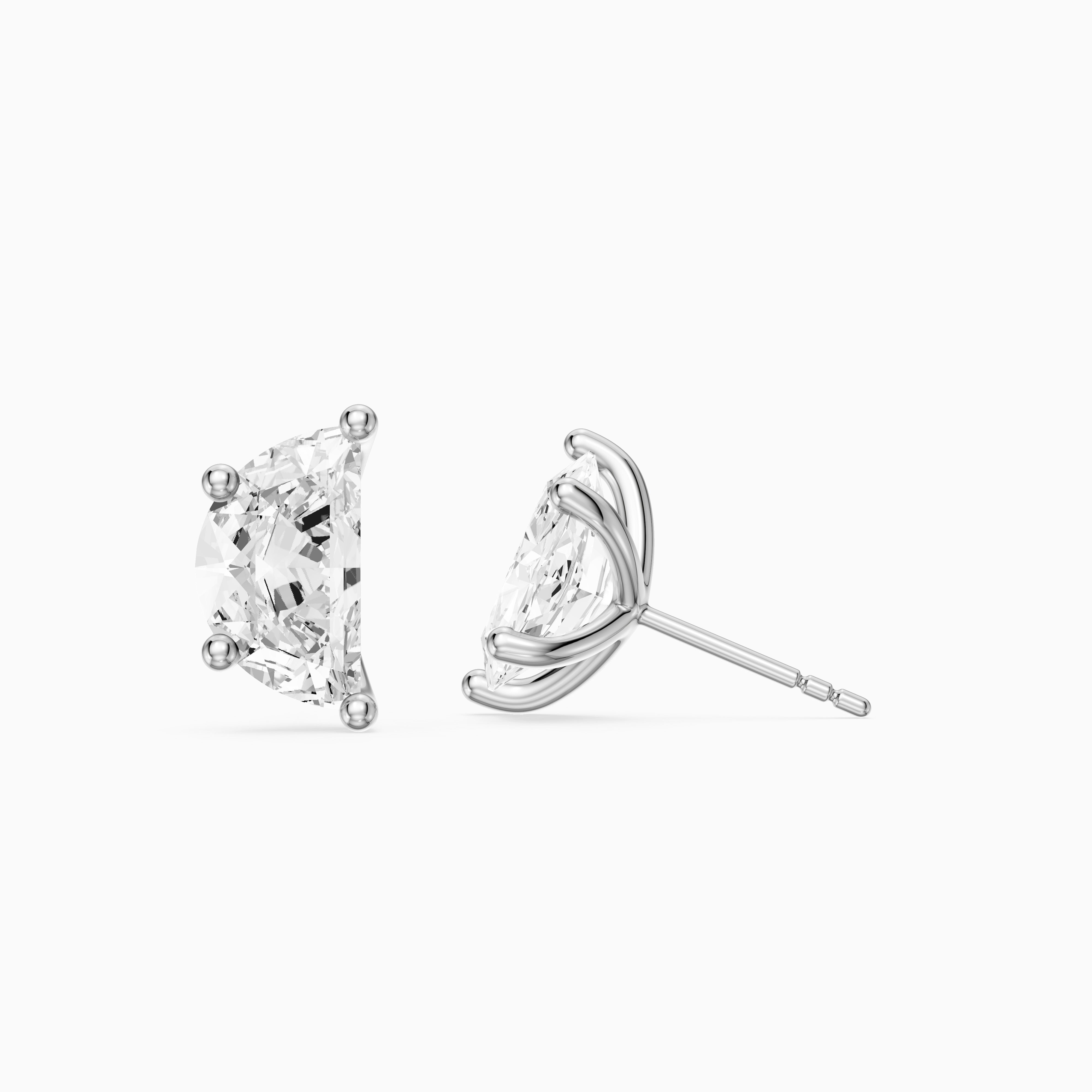 Verica Half Moon lab grown diamond Solitaire Stud Earrings