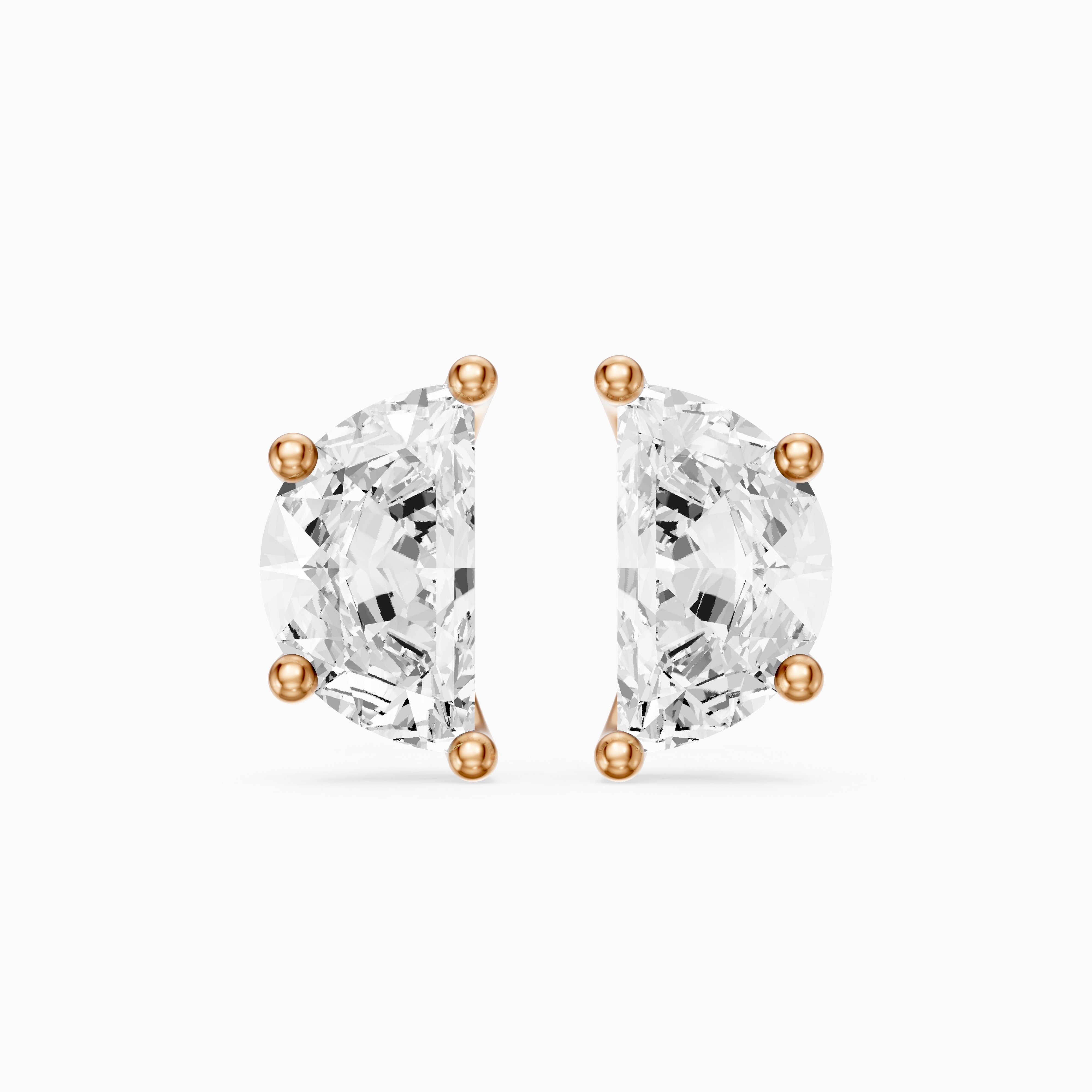 Verica Half Moon lab grown diamond Solitaire Stud Earrings