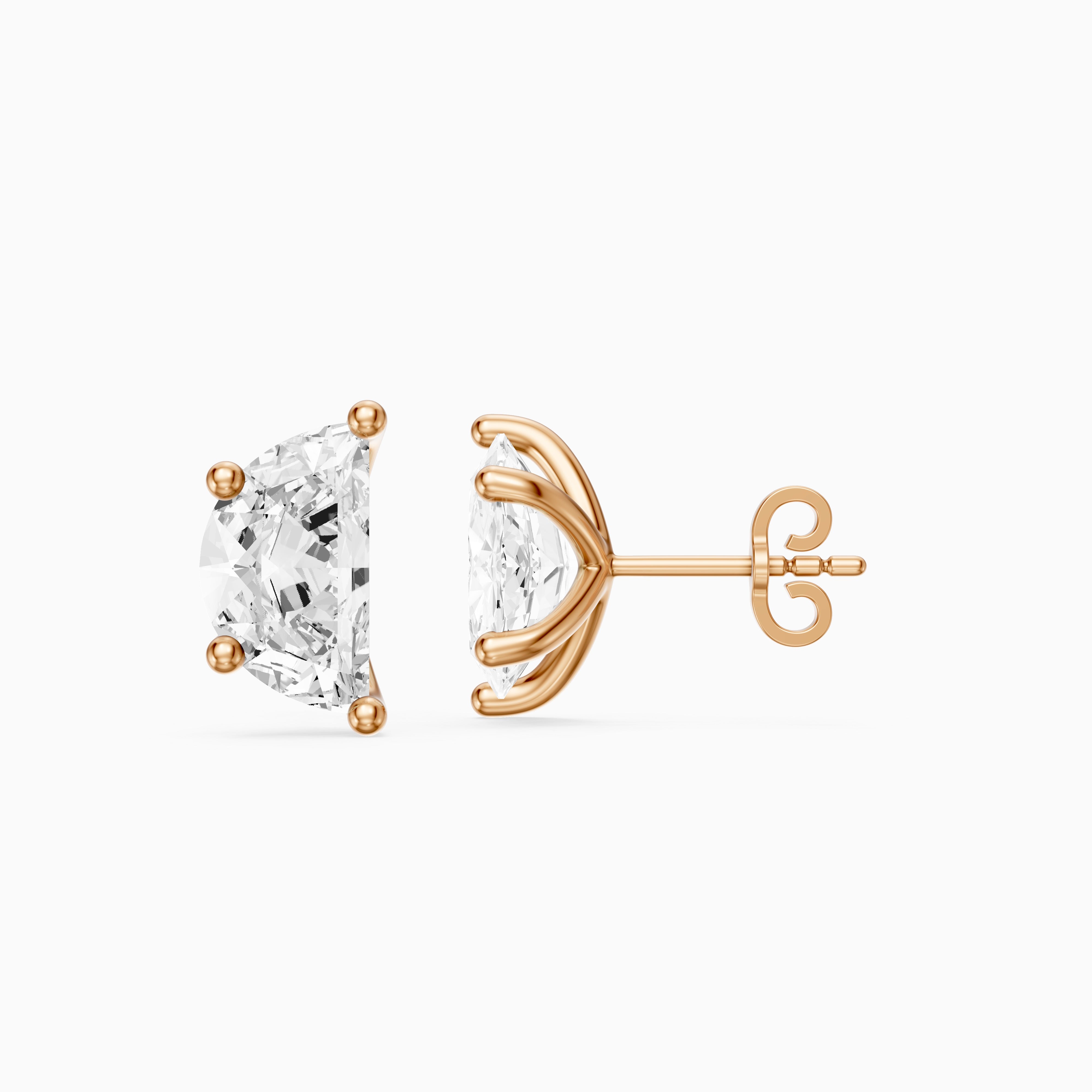 Verica Half Moon lab grown diamond Solitaire Stud Earrings
