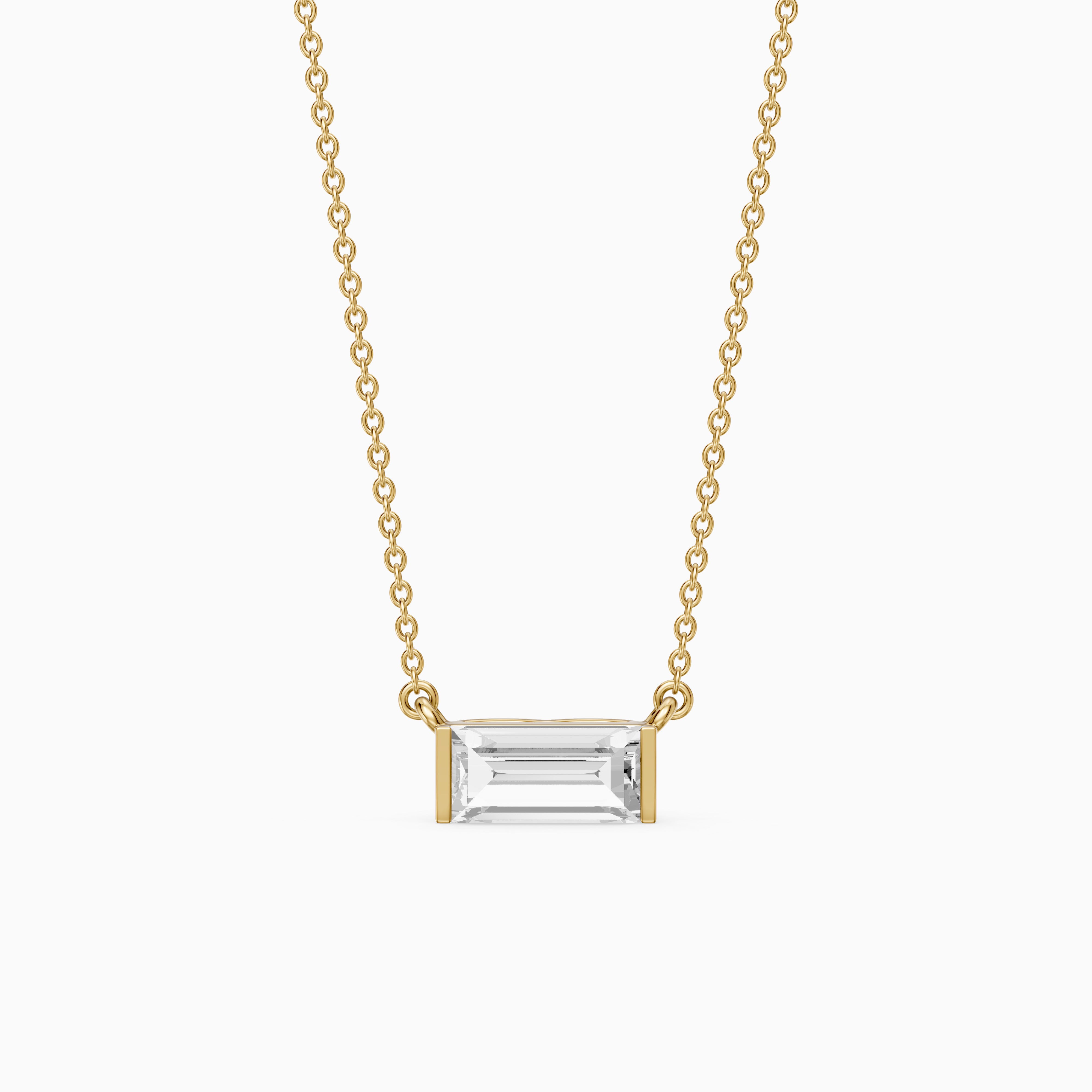 Lorelai Baguette Lab Grown Diamond East West Solitaire Pendant
