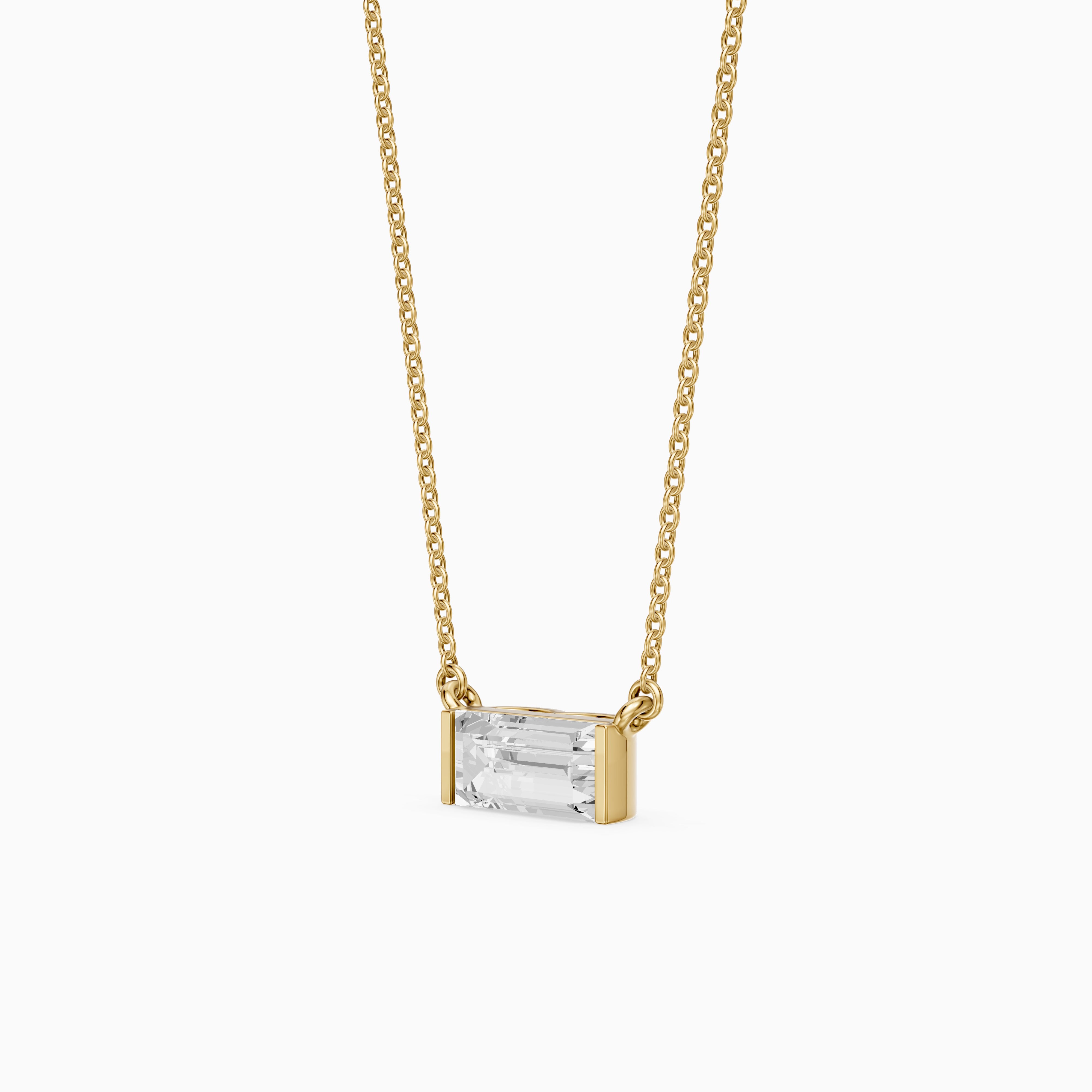 Lorelai Baguette Lab Grown Diamond East West Solitaire Pendant