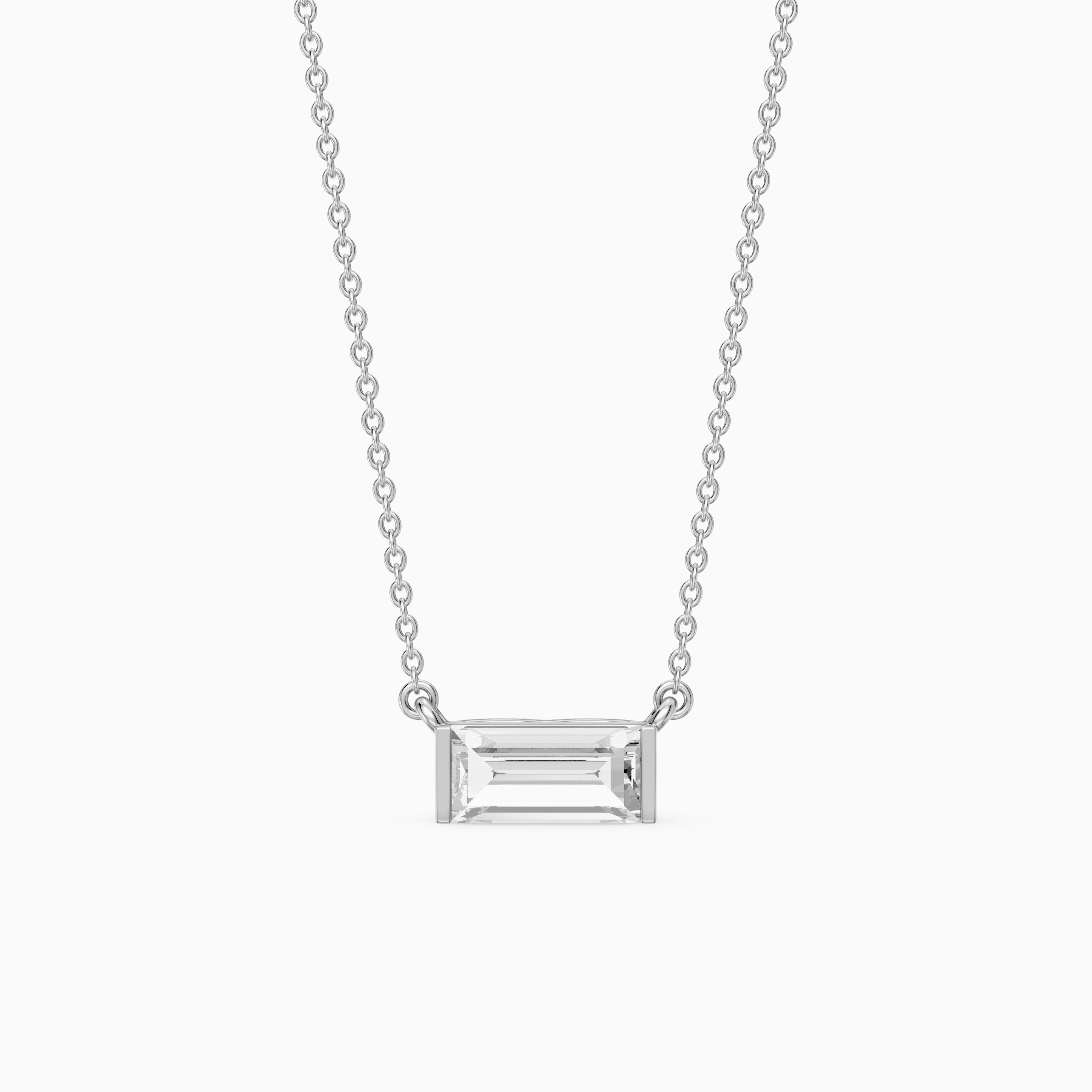 Lorelai Baguette Lab Grown Diamond East West Solitaire Pendant
