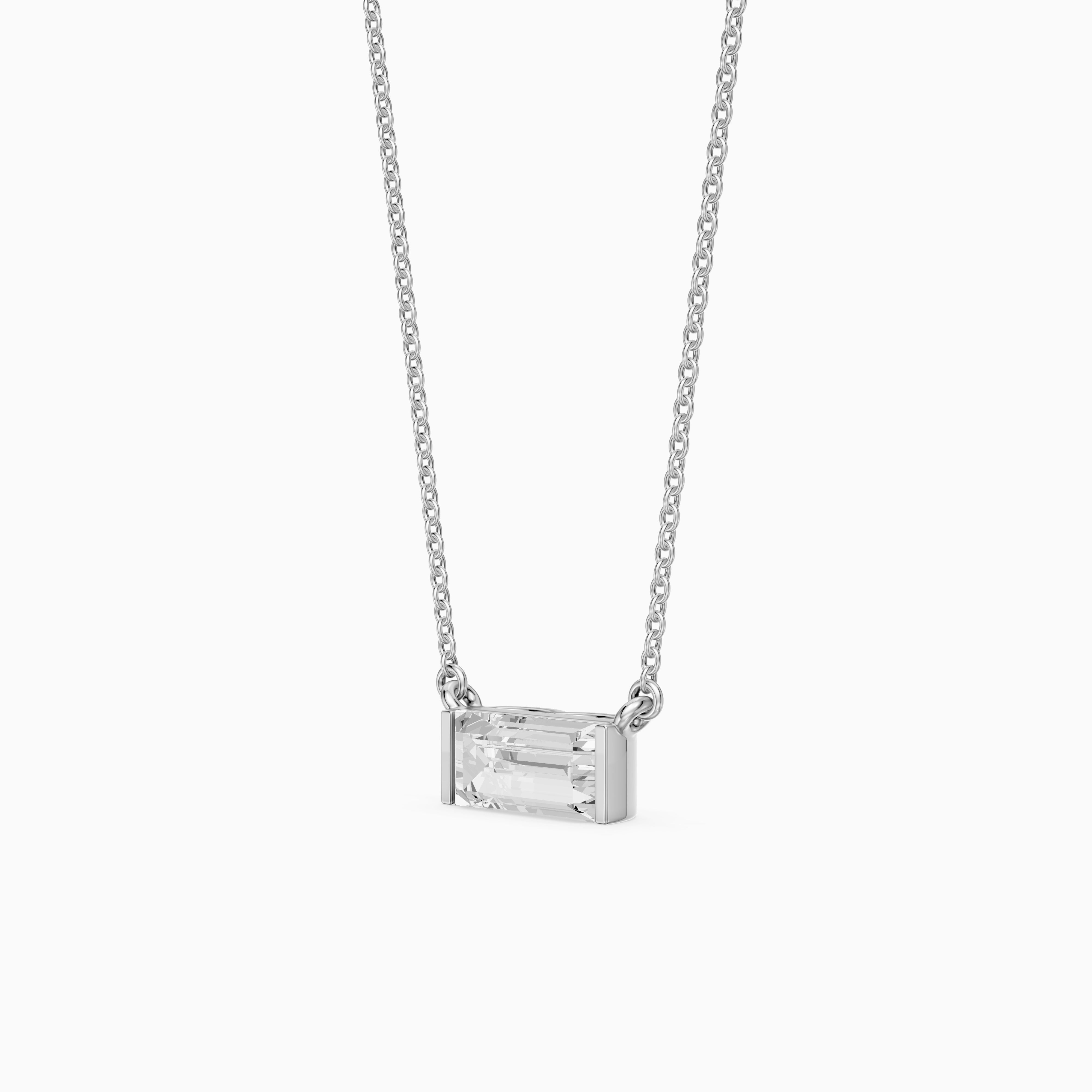 Lorelai Baguette Lab Grown Diamond East West Solitaire Pendant