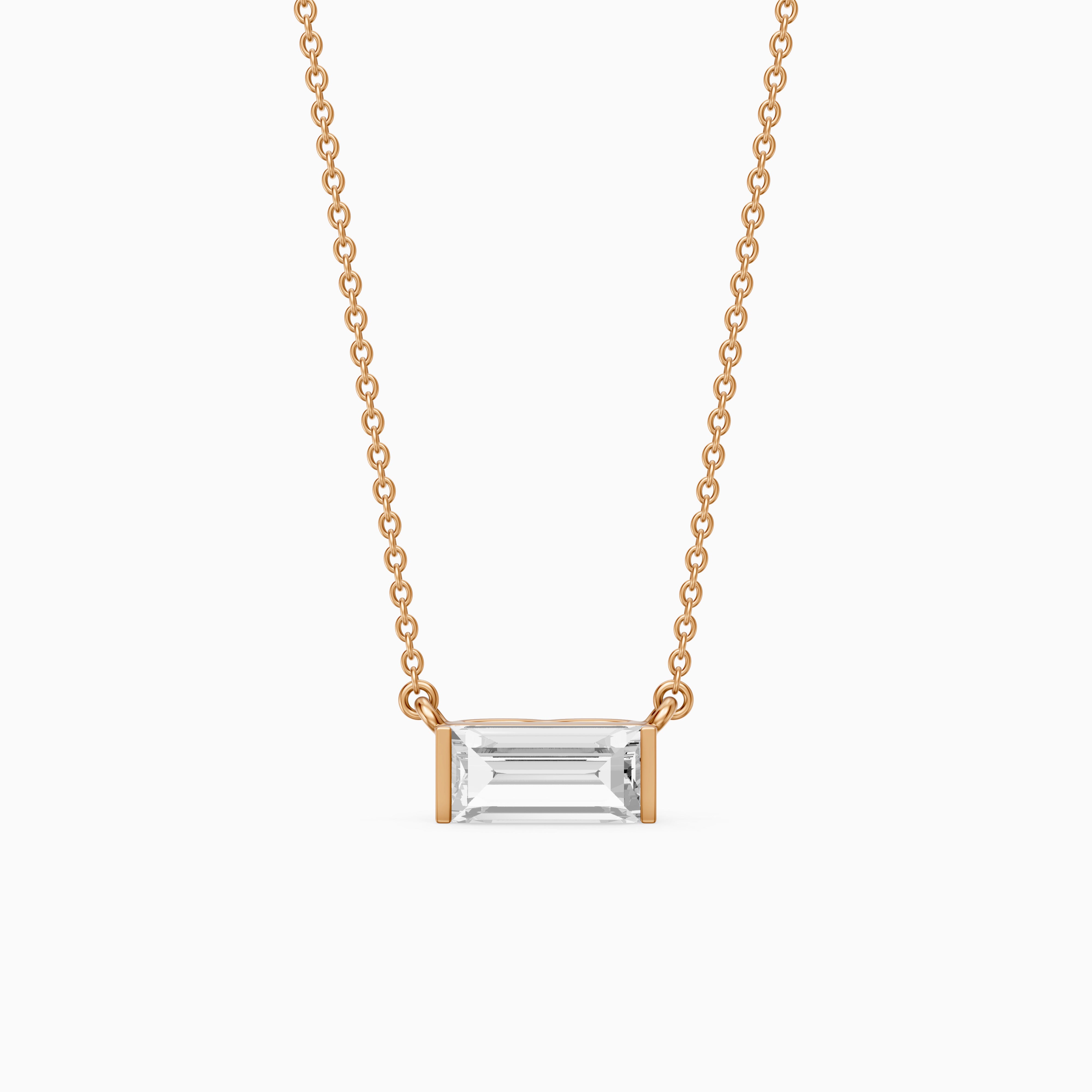 Lorelai Baguette Lab Grown Diamond East West Solitaire Pendant