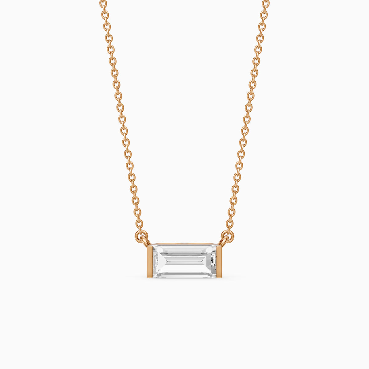 Lorelai Baguette Lab Grown Diamond East West Solitaire Pendant
