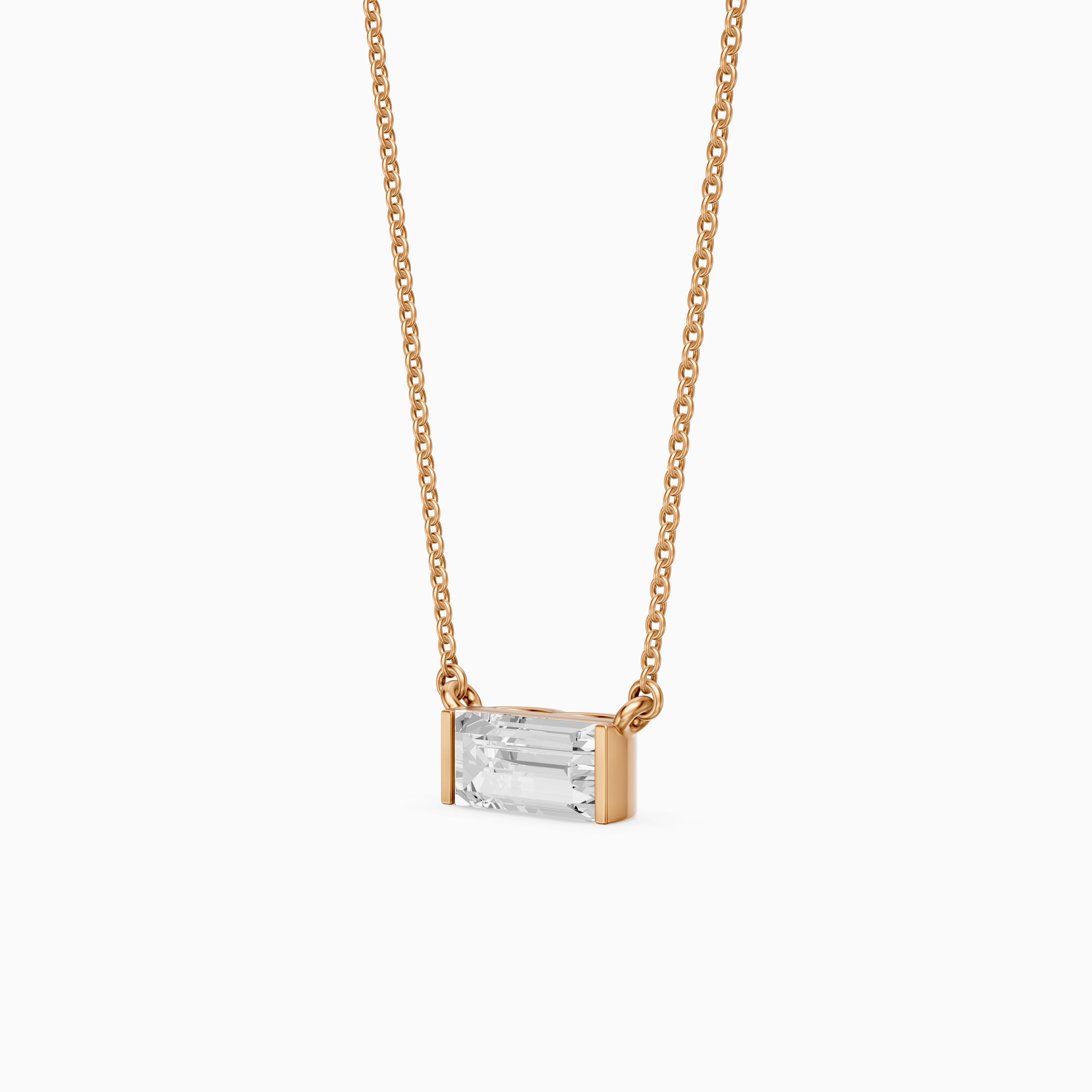 Lorelai Baguette Lab Grown Diamond East West Solitaire Pendant