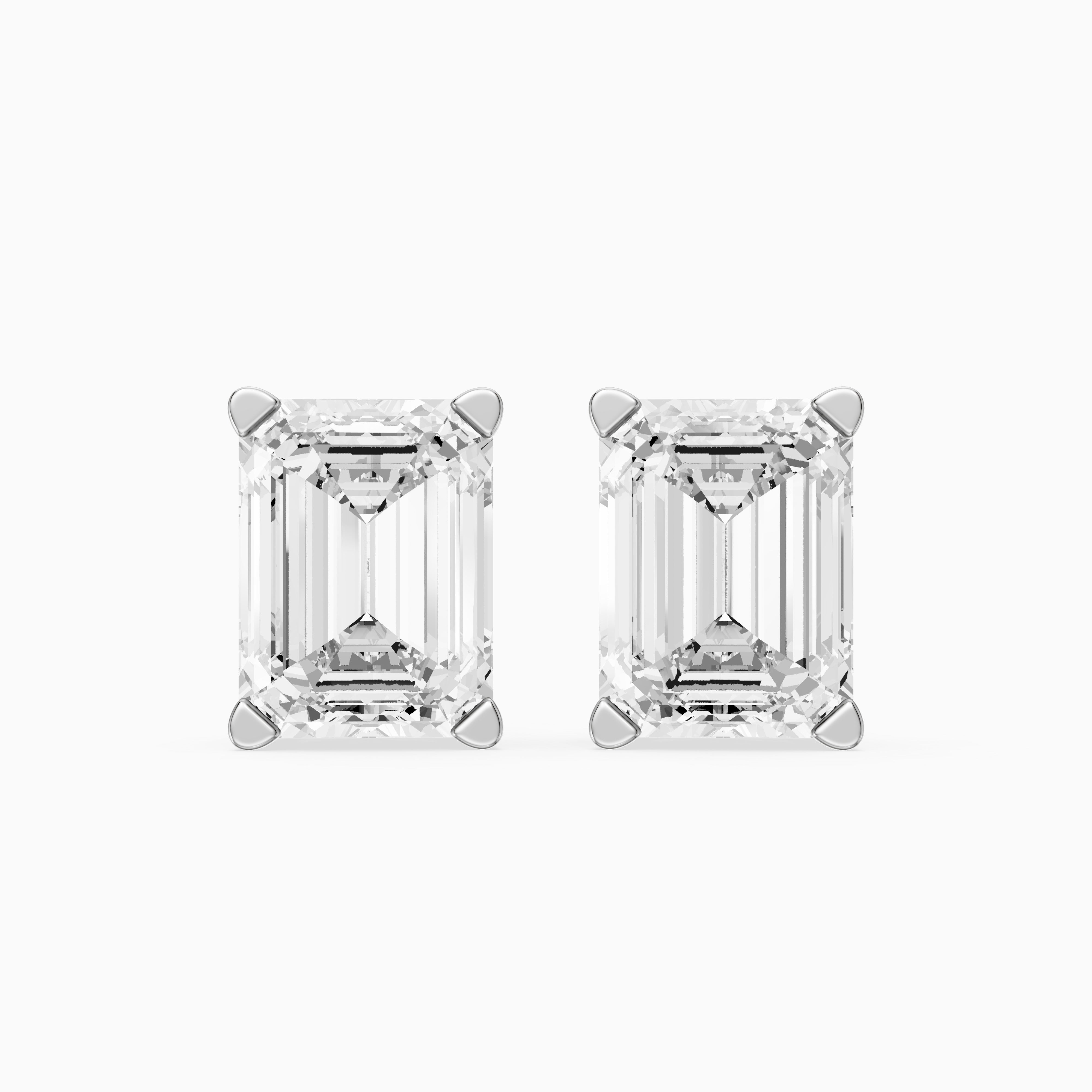 Veselina Emerald Cut Lab Grown Diamond Filigree Scroll Stud Earrings