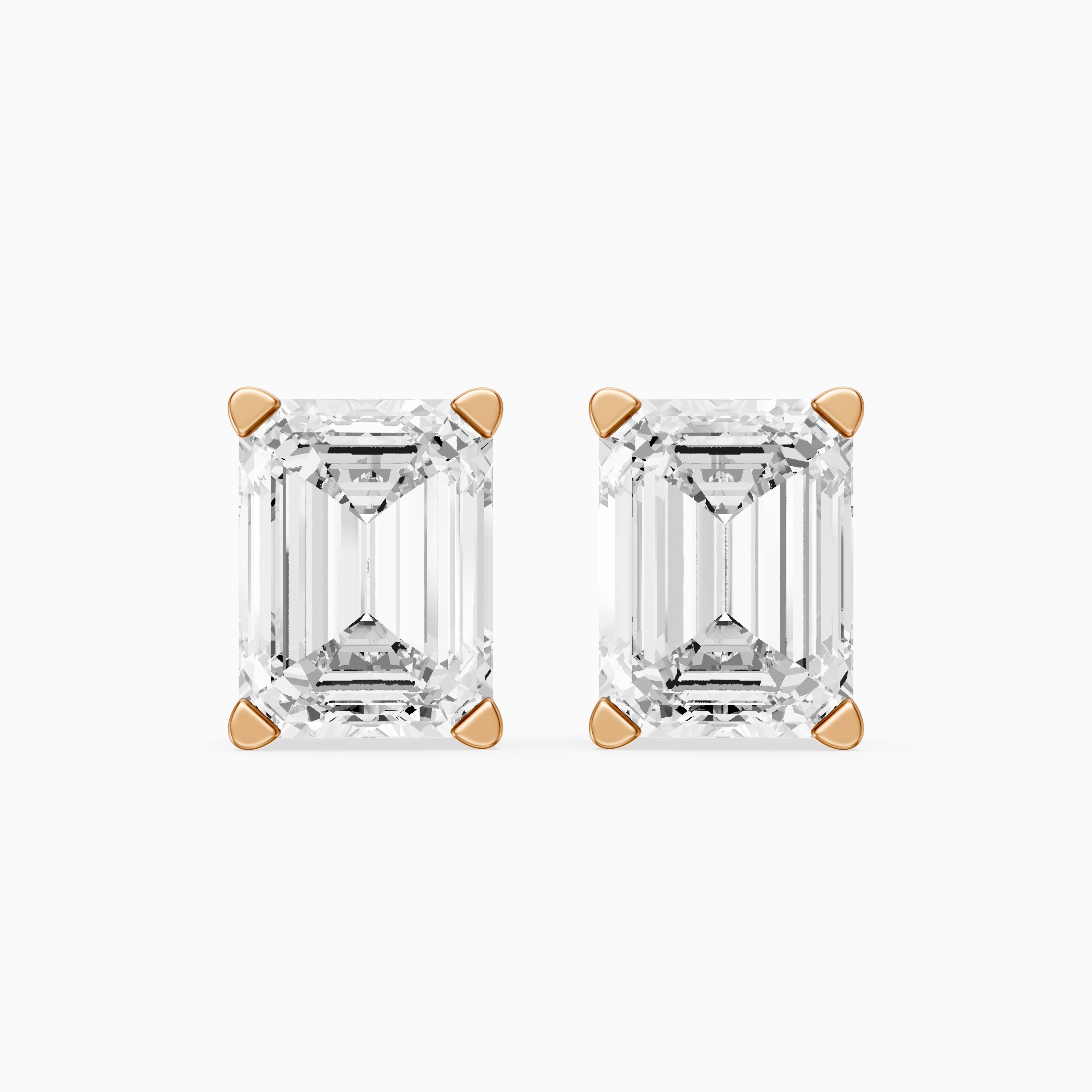 Veselina Emerald Cut Lab Grown Diamond Filigree Scroll Stud Earrings