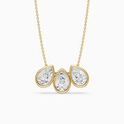 Hattie Three Stone Pear Lab Grown Diamond Bezel Necklace