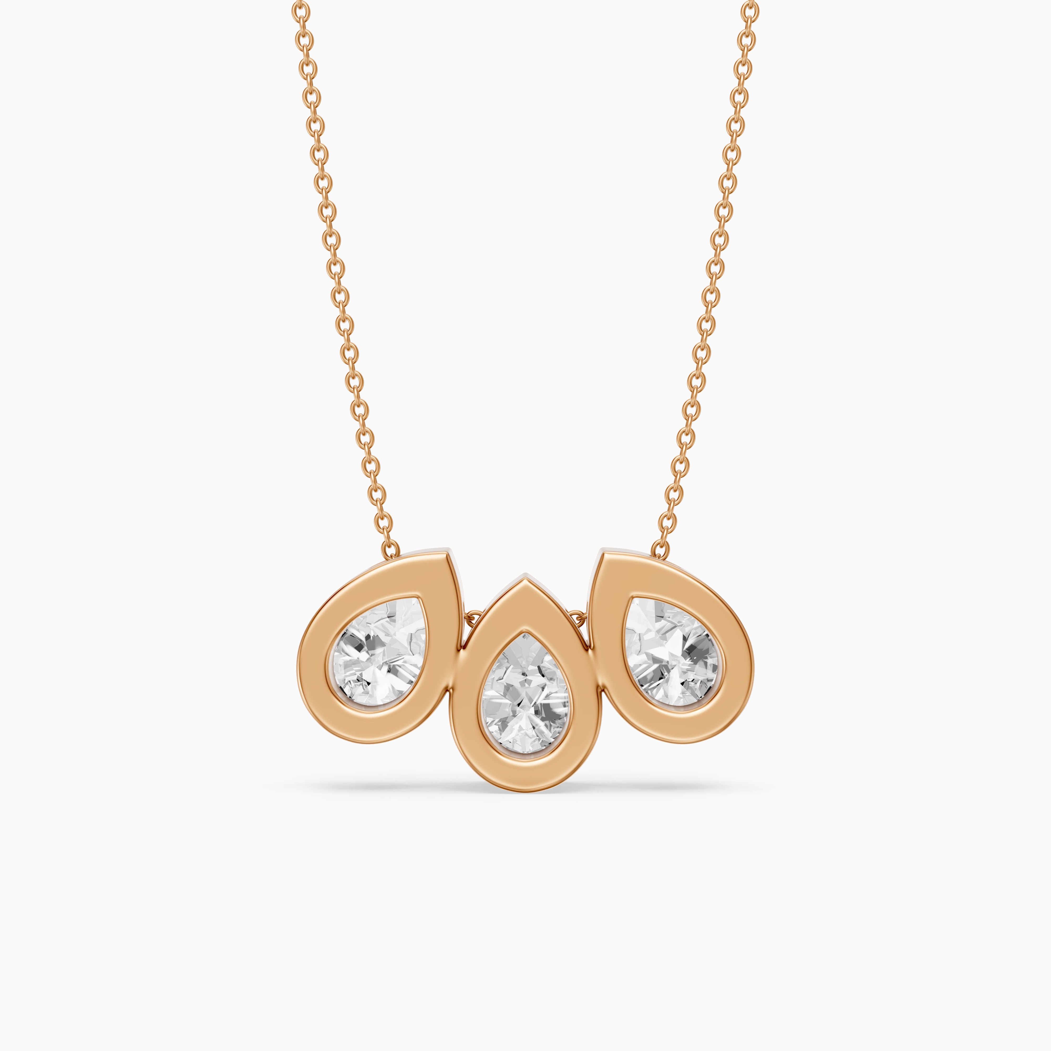 Hattie Three Stone Pear Lab Grown Diamond Bezel Necklace