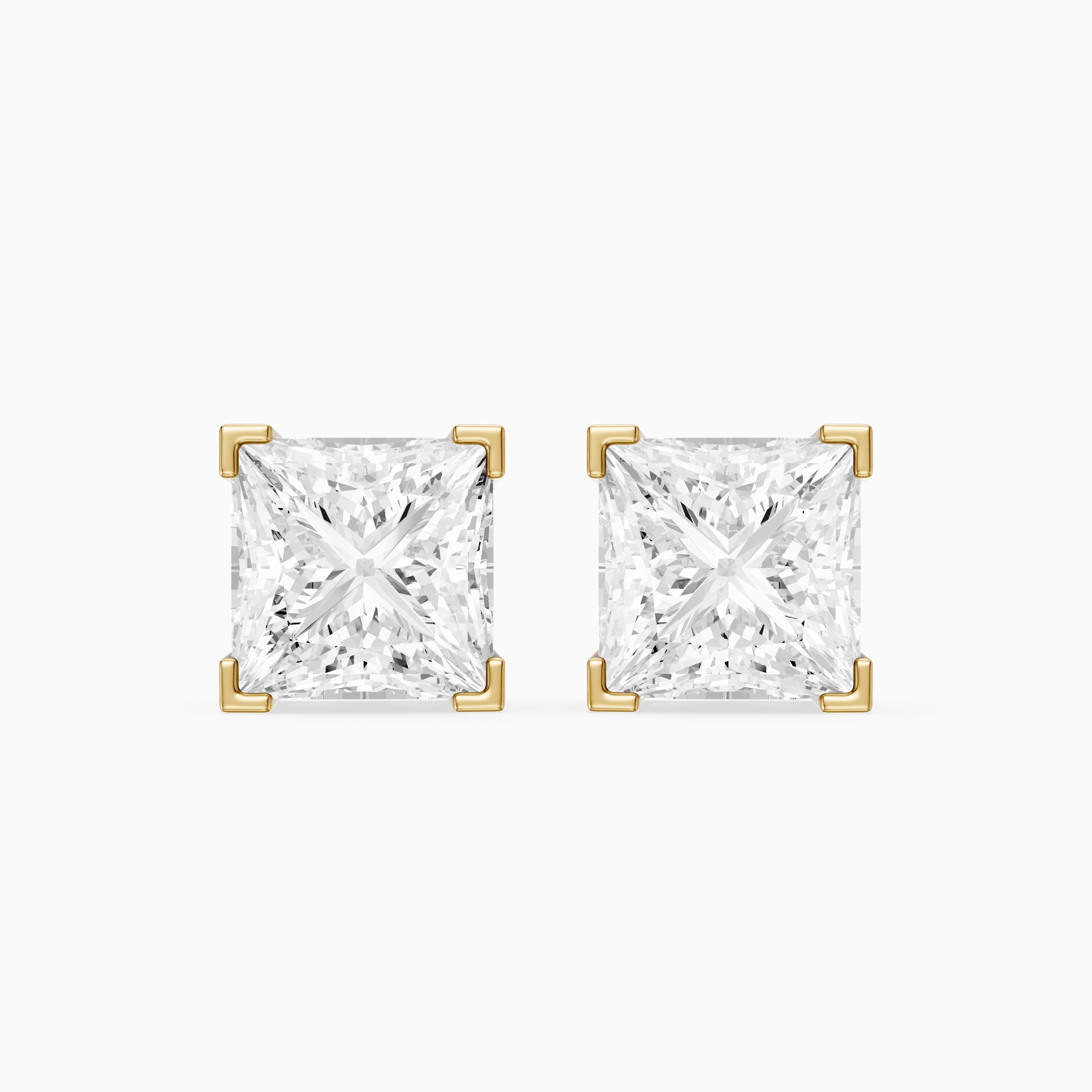 Vika Princess Cut Lab Grown Diamond Filigree Scroll Stud Earrings