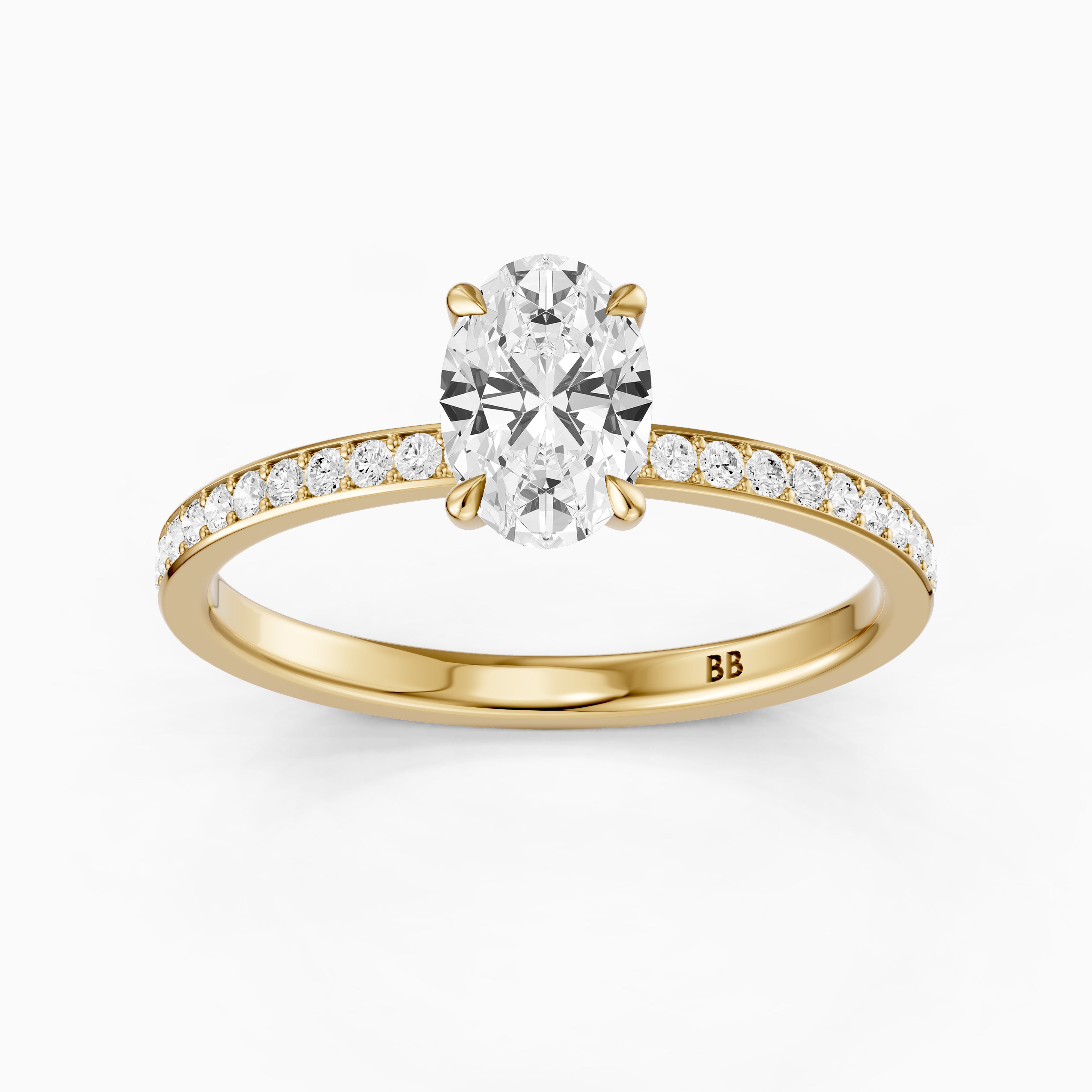 Maliya Oval Cut Hidden Halo Channel Set Moissanite Diamond Ring