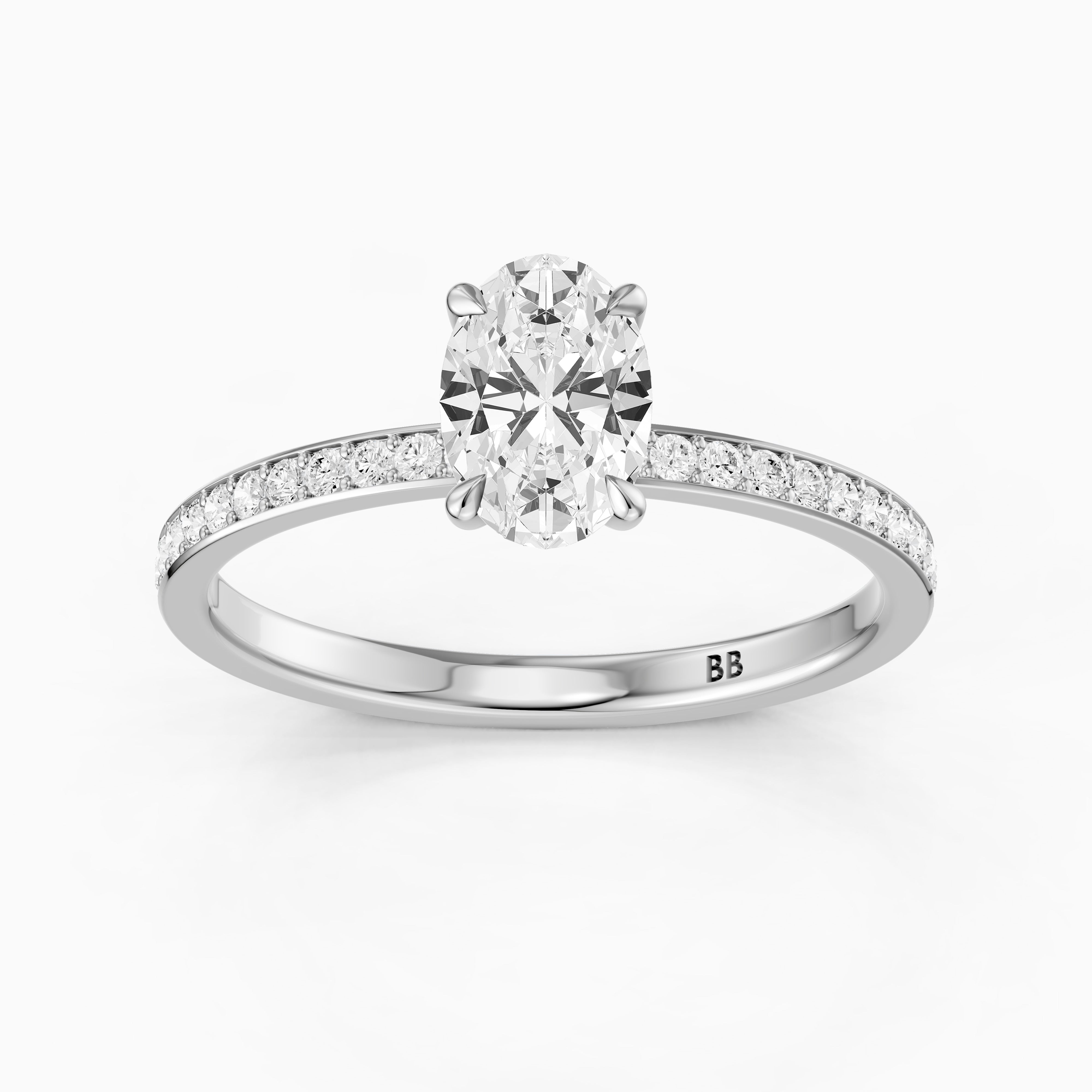 Maliya Oval Cut Hidden Halo Channel Set Moissanite Diamond Ring