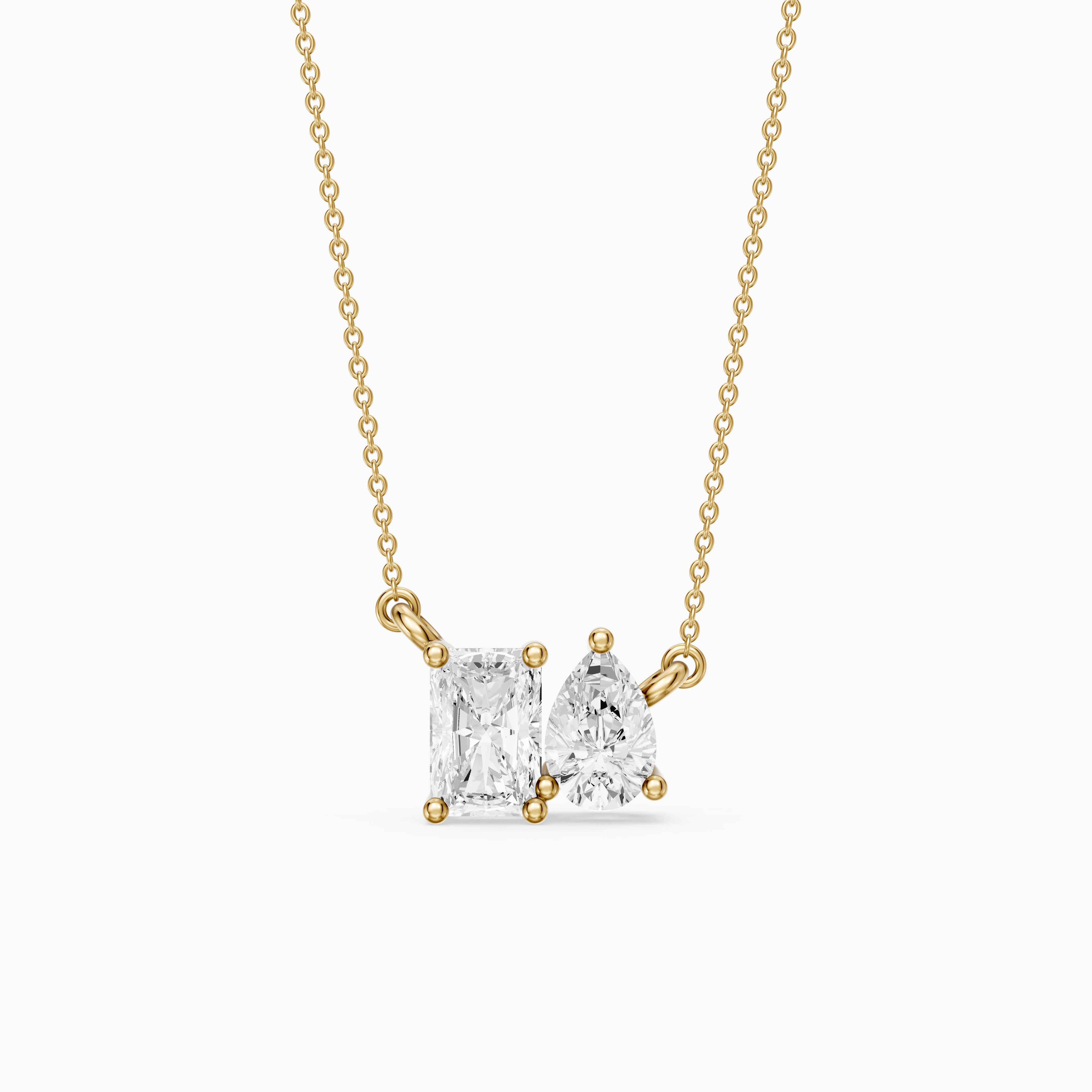 Anaya Radiant and Pear Lab Grown Diamond Toi et Moi Pendant