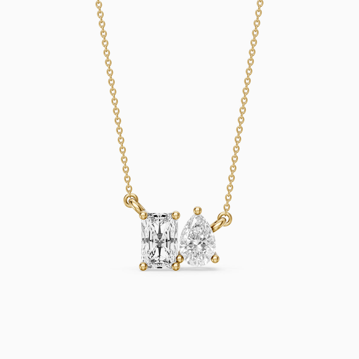 Anaya Radiant and Pear Lab Grown Diamond Toi et Moi Pendant