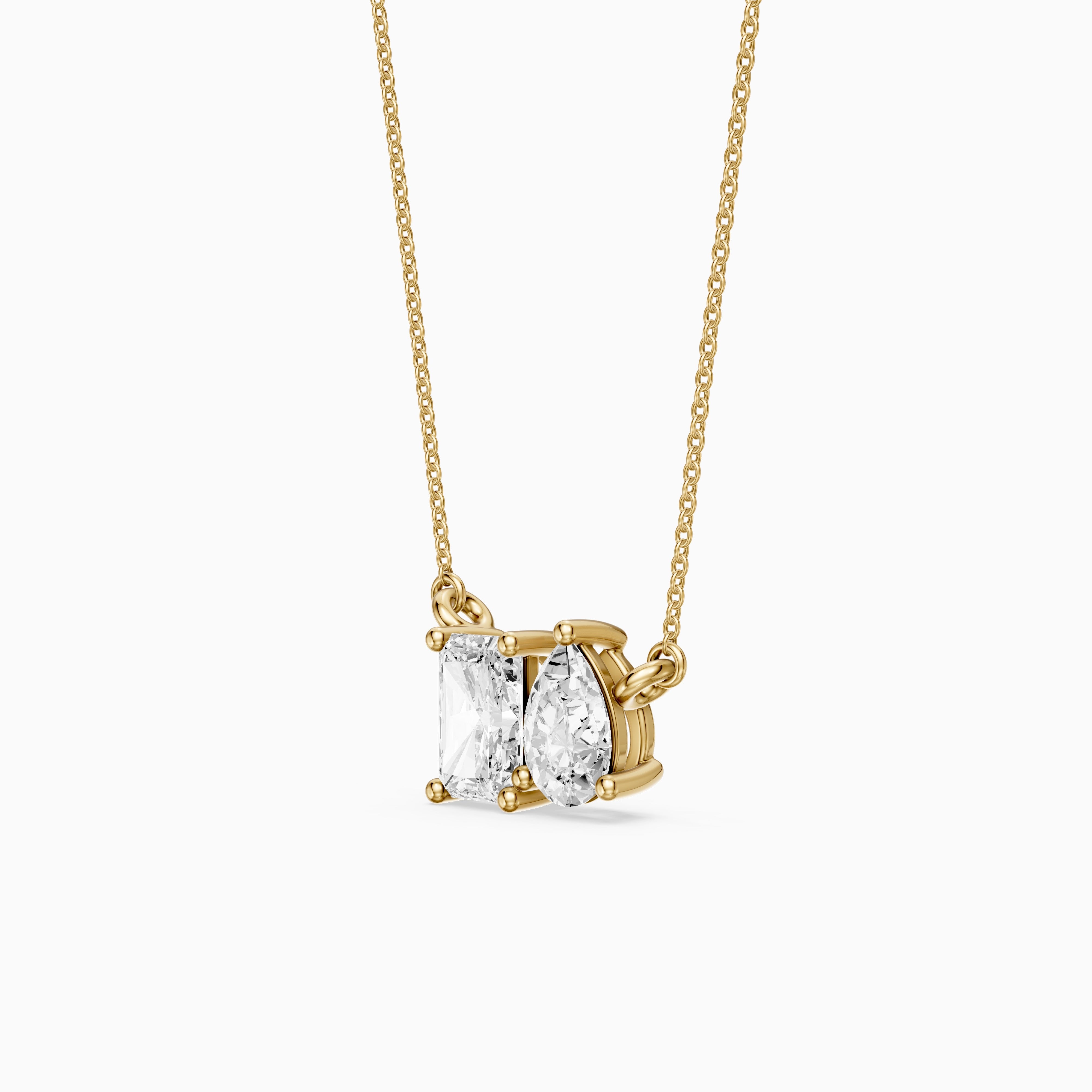 Anaya Radiant and Pear Lab Grown Diamond Toi et Moi Pendant