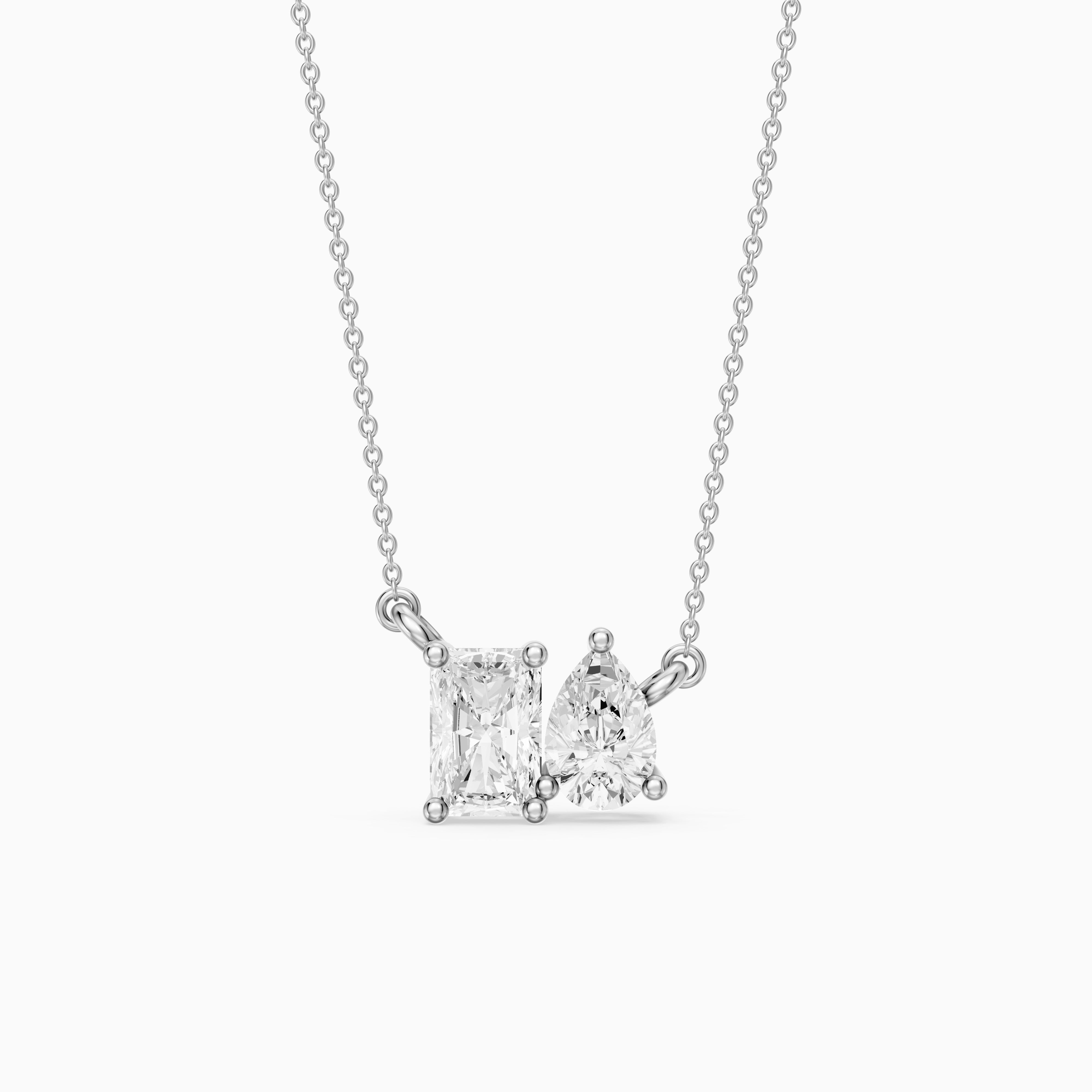 Anaya Radiant and Pear Lab Grown Diamond Toi et Moi Pendant