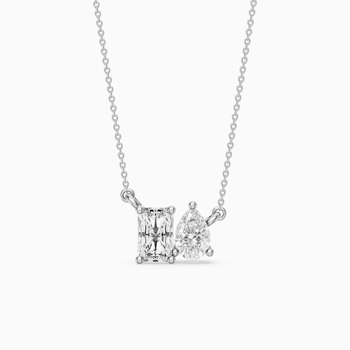 Anaya Radiant and Pear Lab Grown Diamond Toi et Moi Pendant